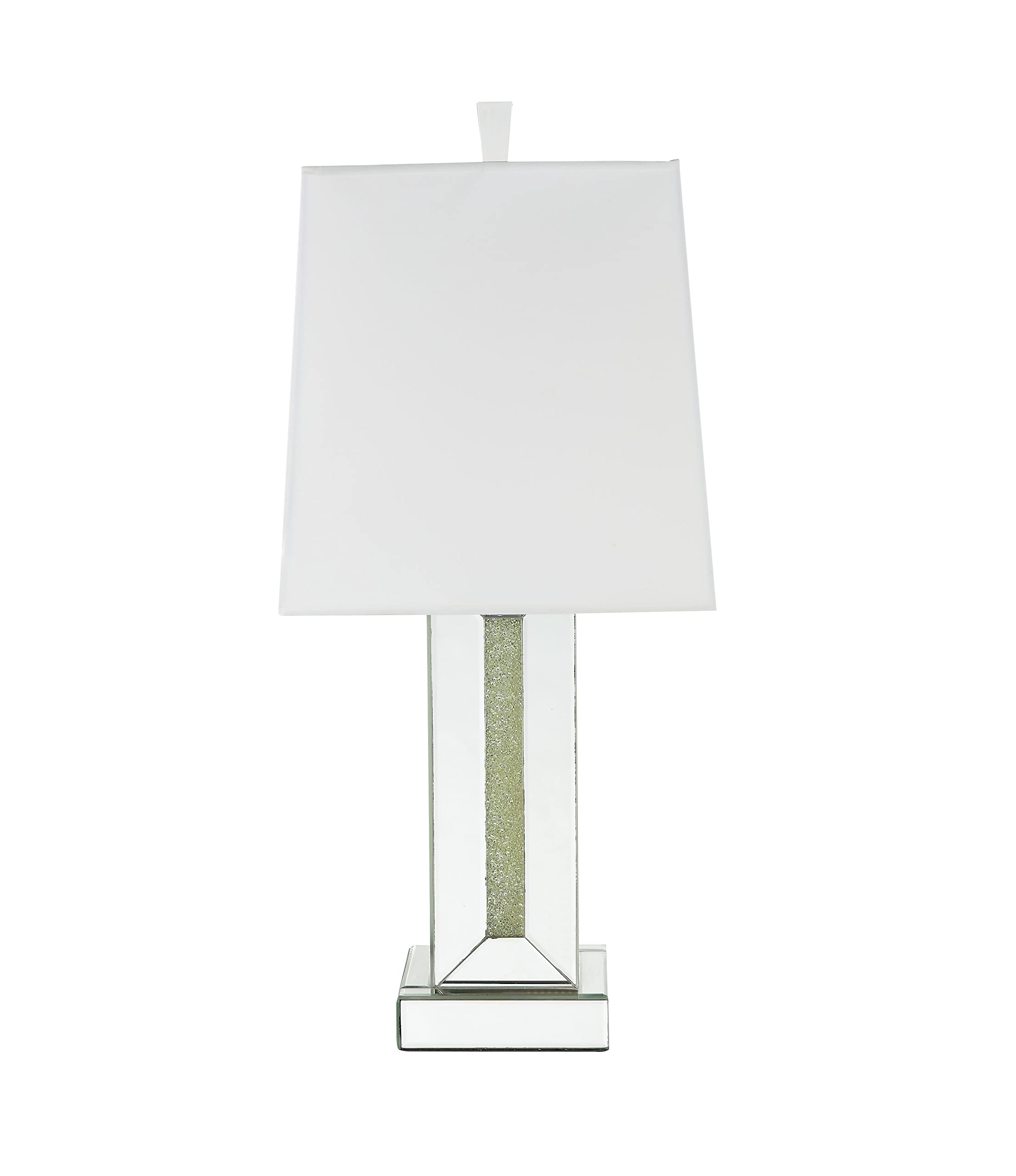 Acme Furniture Noralie Table Lamp with Mirrored Base & Faux Crystal Stones - Elegant Bedside Lighting for Bedroom, Living Room, or Office Decor