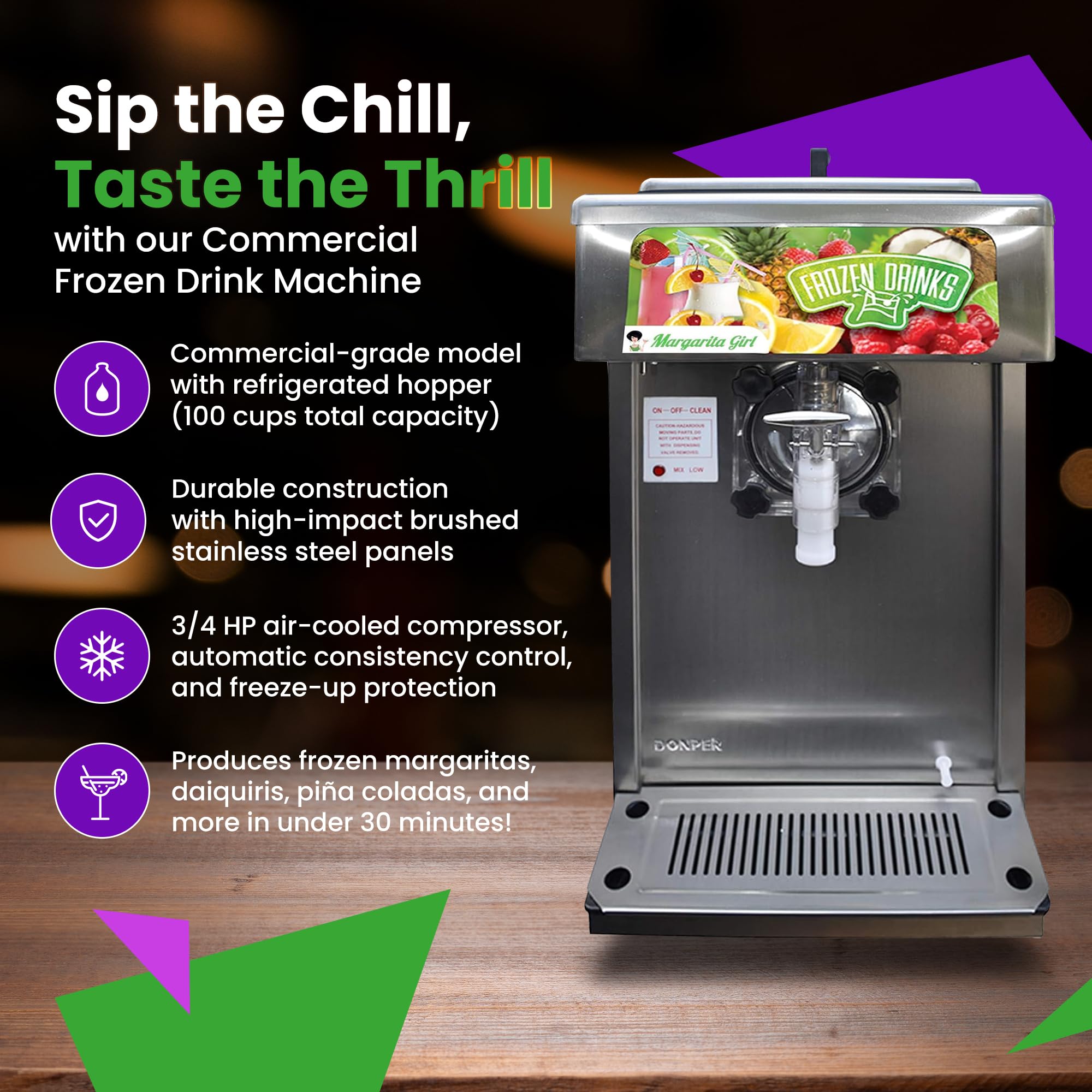 Commercial Margarita Slush Frozen Drink Machine for Bars & Restaurants - Perfect for Margaritas, Daiquiris & Frozen Cocktails - Ideal for Parties, Events & Catering Businesses