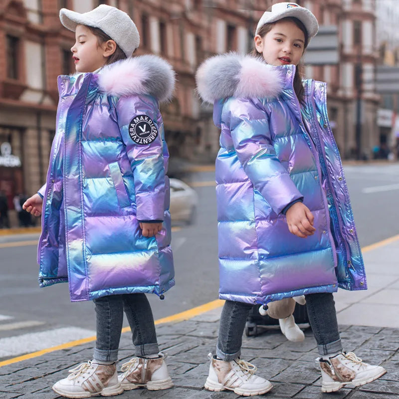 2023 Winter Down Jacket for Girls - Waterproof Shiny Hooded Coat for Kids 5-14 Years | Warm Outerwear Parka Snowsuit for Cold Weather & Outdoor Activities