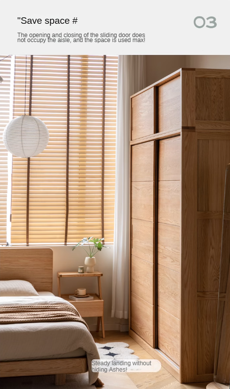 Solid Oak Wood Sliding Door Wardrobe Closet - Modern & Durable Storage for Bedroom, Living Room, or Walk-In Closet Organization