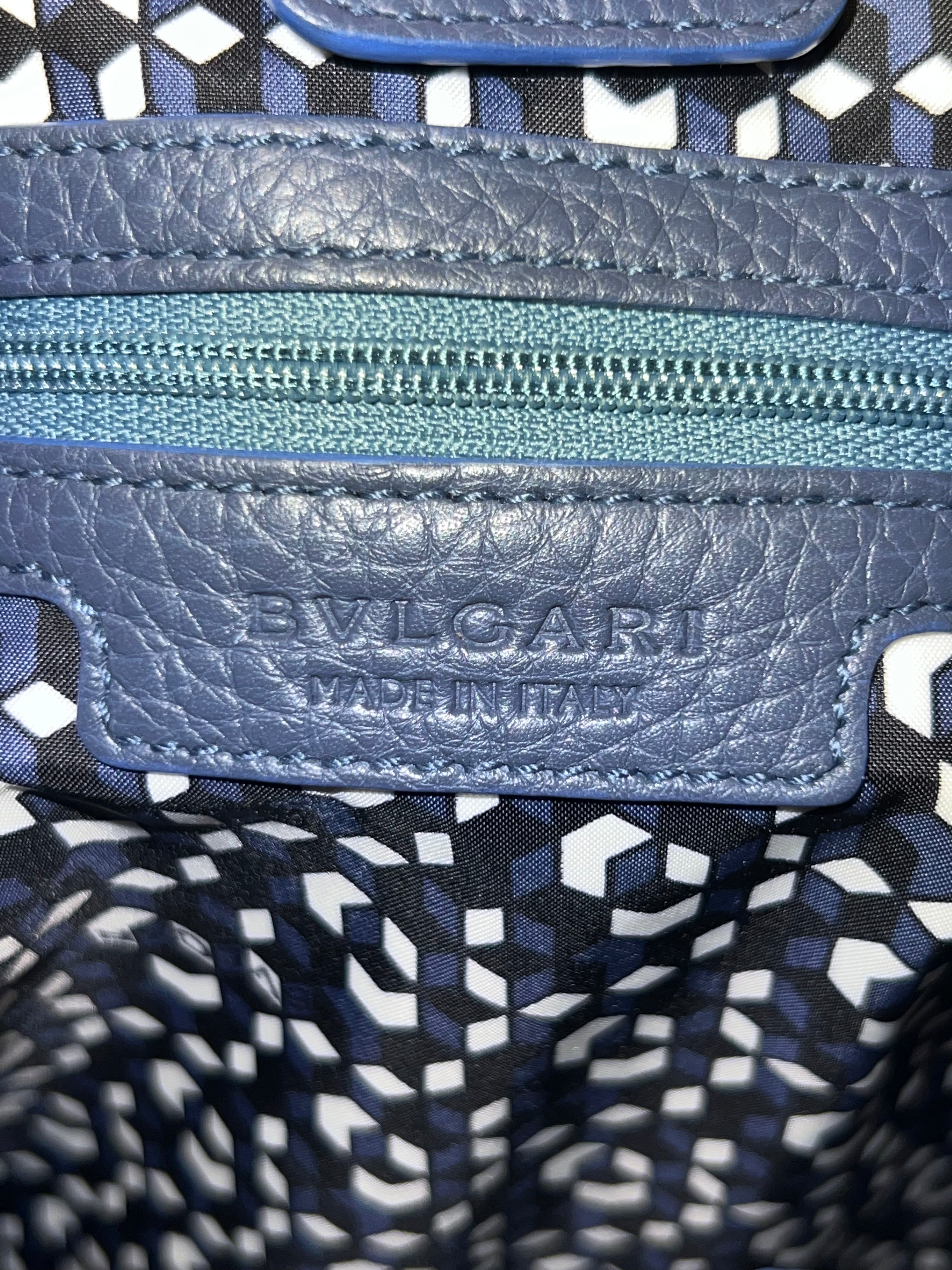 Bvlgari Chiara Collection Blue Leather Handbag for Women - Luxury Designer Tote for Work, Travel & Evening Events
