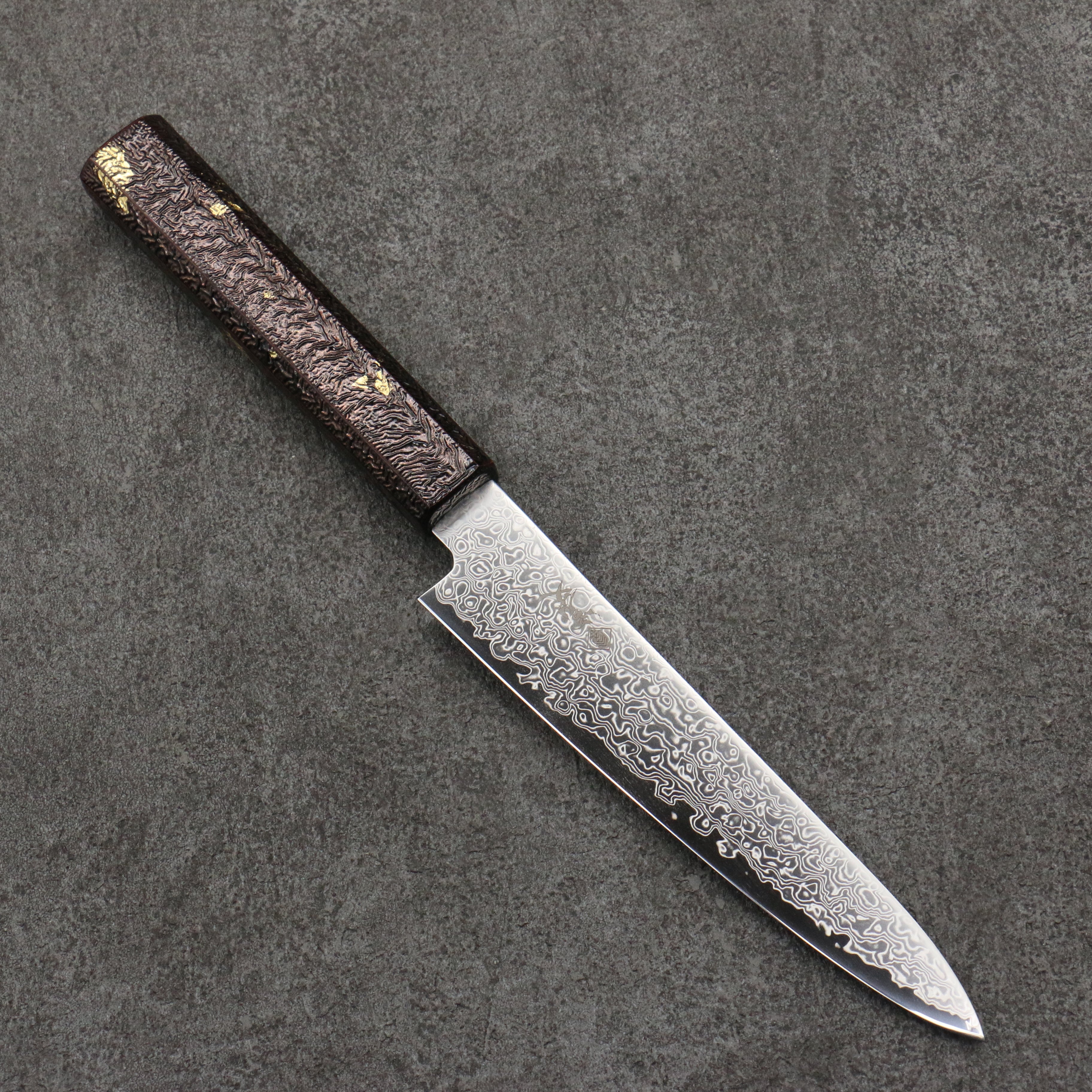 Premium Kanjyo SG2 Damascus Petty Utility Knife 150mm (6 Inch) - Purple Lacquered Handle - Japanese Kitchen Knife for Slicing, Peeling & Precision Tasks - Perfect for Chefs & Home Cooking