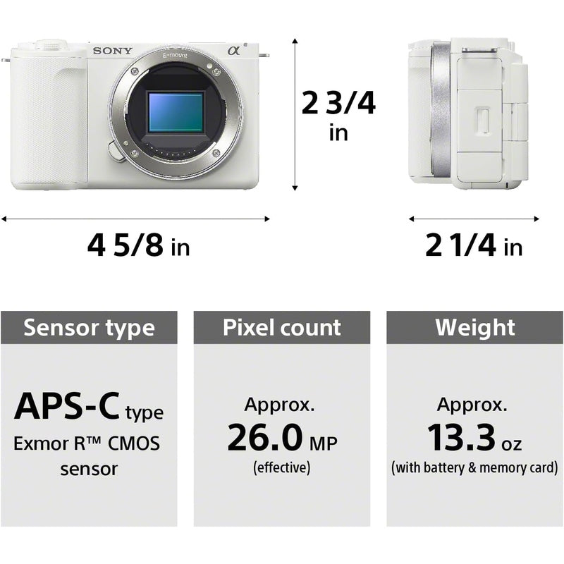 Sony Alpha ZV-E10 II Mirrorless Digital Camera with 16-50mm Lens - White | Vlogging, YouTube, Travel & Content Creation for Beginners & Professionals