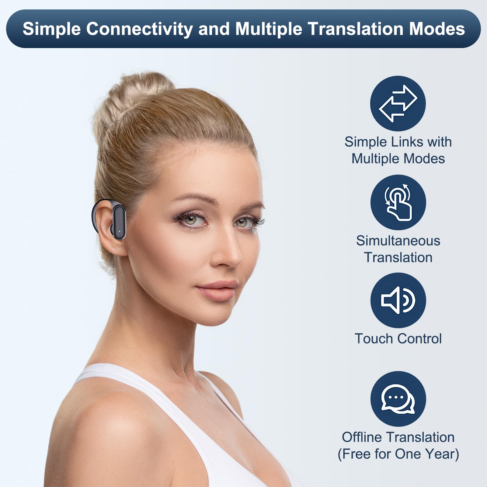 Real-Time Language Translator Earbuds - Bluetooth 144 Languages Translation Device with Mobile App | Perfect for Travel, Business Meetings & International Communication (Black)