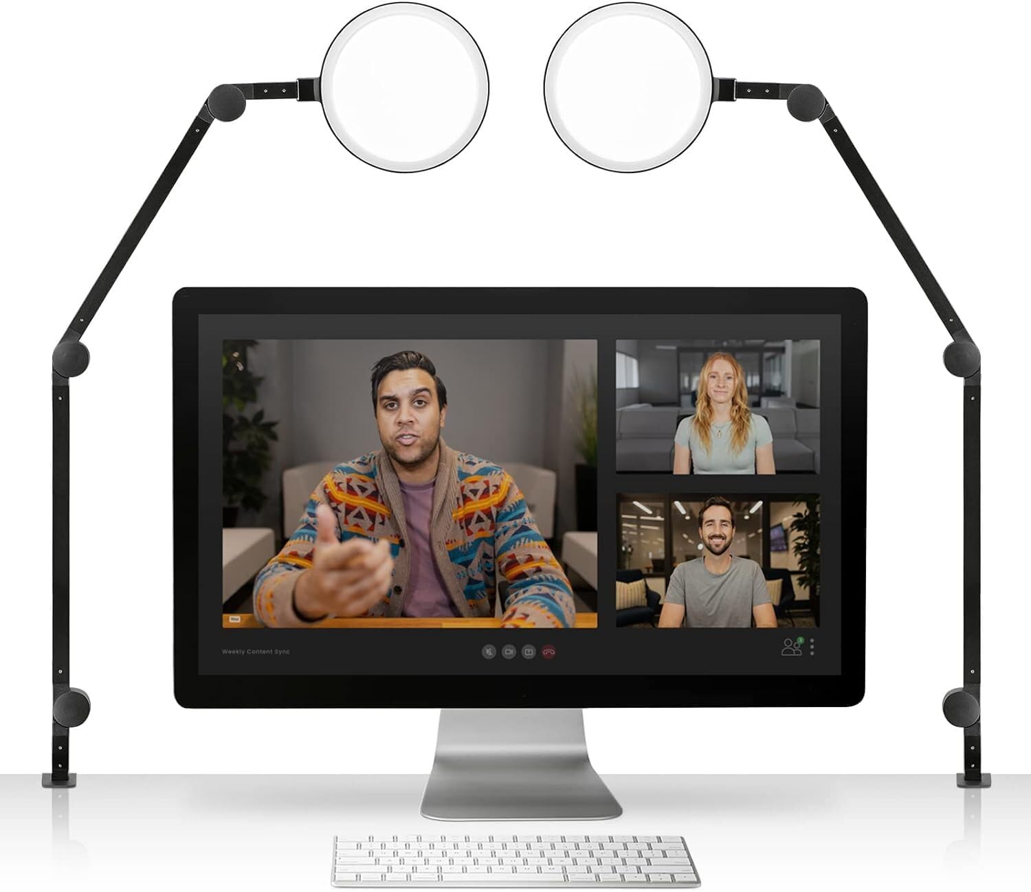 LUME CUBE Edge 2.0 LED Desk Lamp - Dimmable Home Office Light with USB Charging Port, Adjustable Swing Arm, Color Temperature & Brightness Control - Perfect for Video Calls, Streaming & Workspace Lighting (Black, 2-Pack)