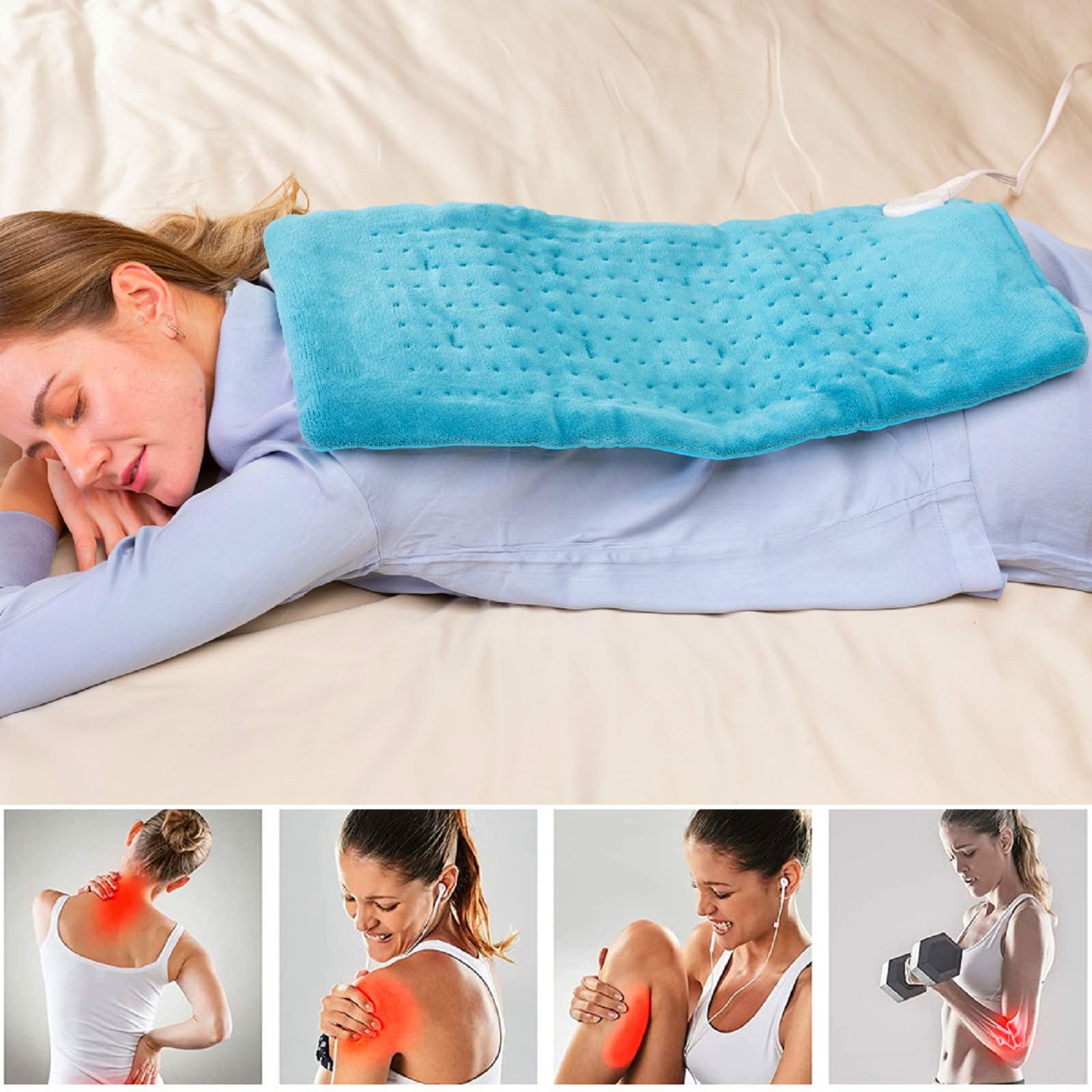 Electric Heating Pad for Back Pain Relief - Large Size Heating Pad for Neck, Shoulder & Muscle Pain - Perfect for Home, Office & Travel Use