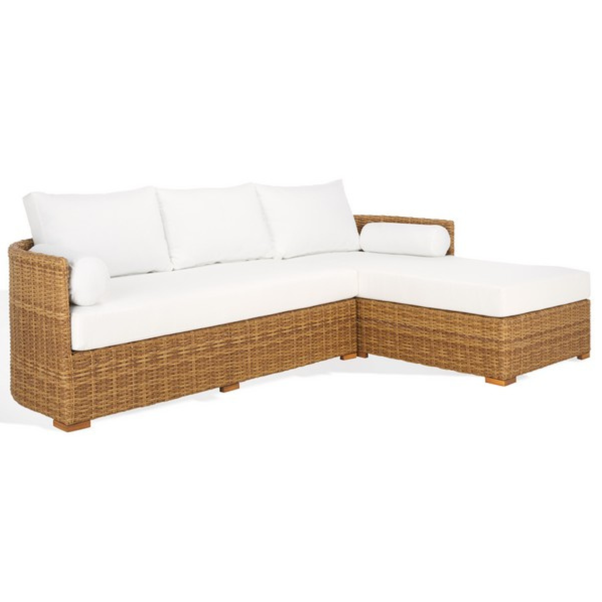 Anguilla Outdoor Chaise Sectional - Waterproof Wicker Patio Furniture Set with Cushions, 3-Piece Modern Rattan Sofa for Backyard, Poolside & Garden Relaxation