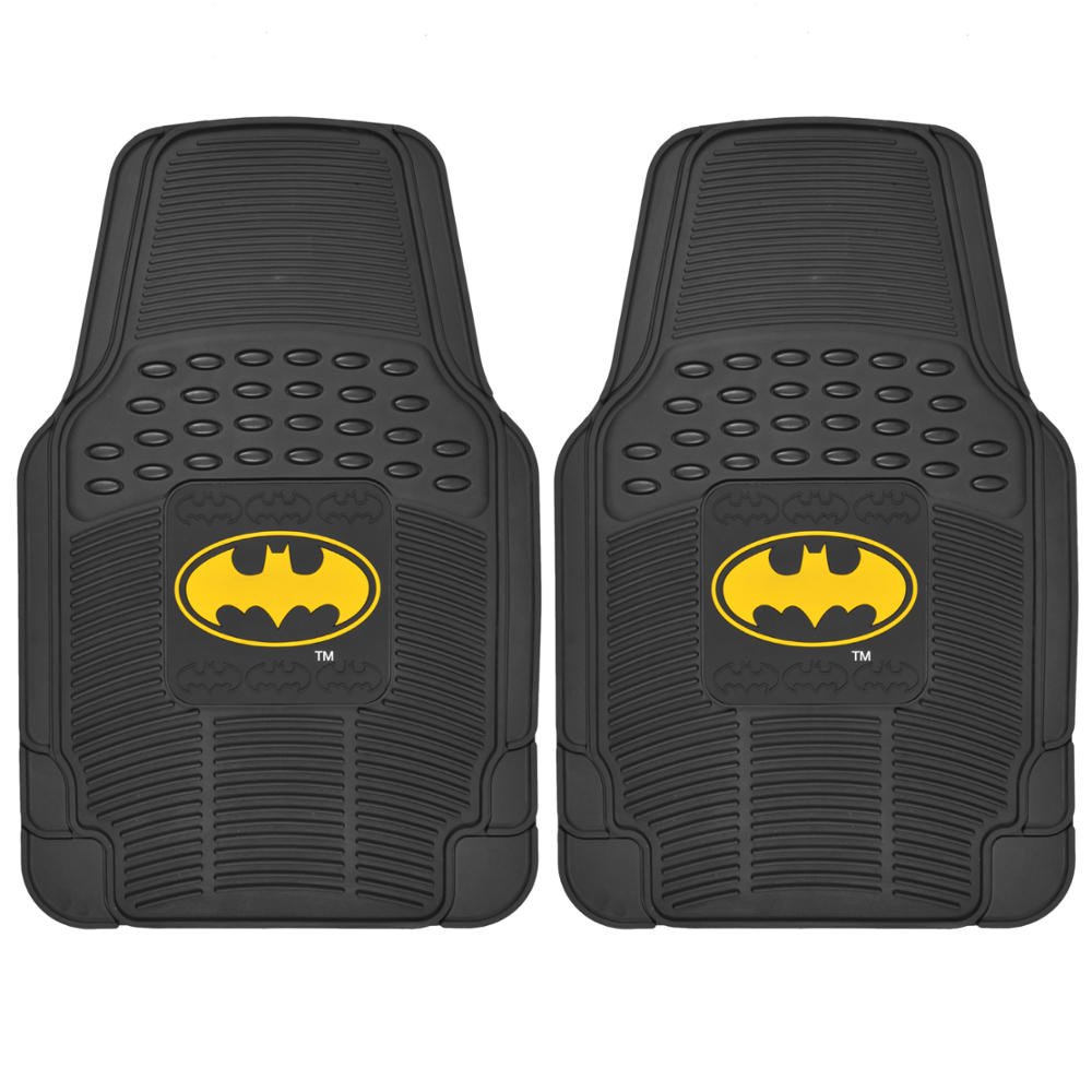 BDK Classic Batman Superhero Car Floor Mats - Officially Licensed Warner Bros DC Comics - All Weather Heavy Duty Rubber Liners for Car, Truck, Van & SUV - Perfect for Comic Fans & Vehicle Protection