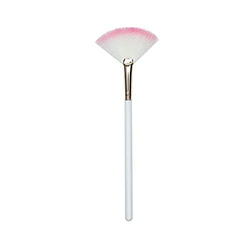 KTABRIZ White & Brown Lightweight 2-Piece Fan Face Highlighter Brush Set for Women & Girls - Perfect for Contouring, Blending & Makeup Application (Pack of 2)