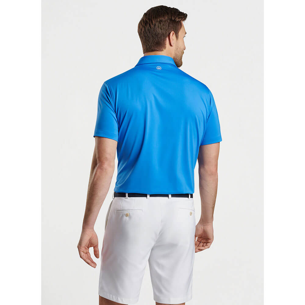 Peter Millar Men's Solid Performance Jersey Polo Shirt - Moisture Wicking, Breathable Fabric - Mako Blue - Perfect for Golf, Business Casual & Summer Outings