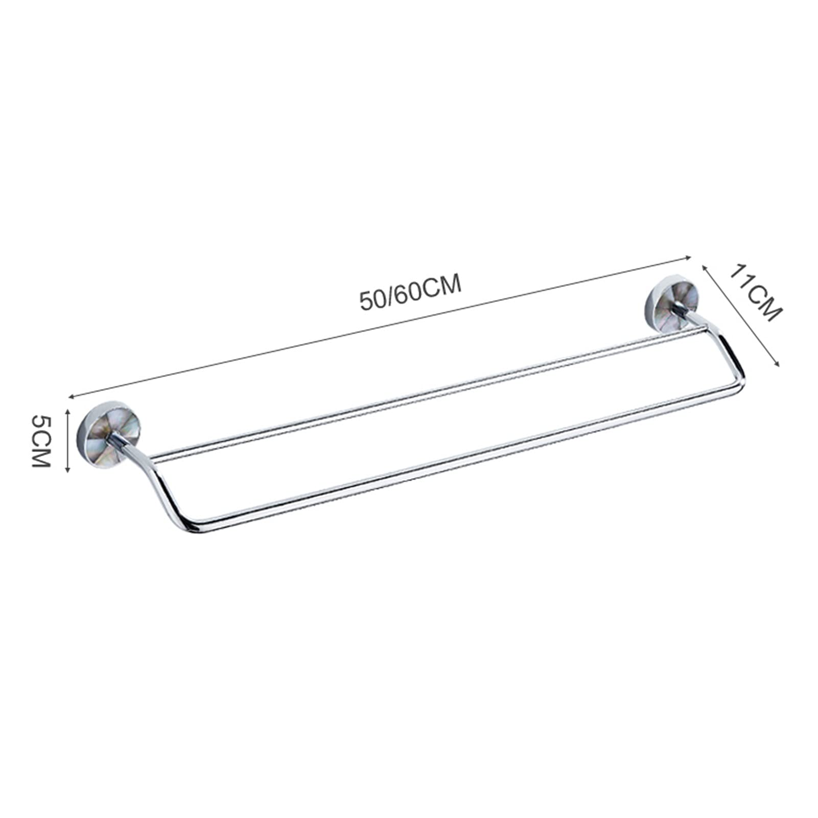 Polished Silver Double Wall Mounted Copper Towel Rail - 23.6 Inch (60cm) Bathroom & Kitchen Towel Bar with Deep Sea Shell Design - Perfect for Spa, Hotel, or Home Decor Accessories