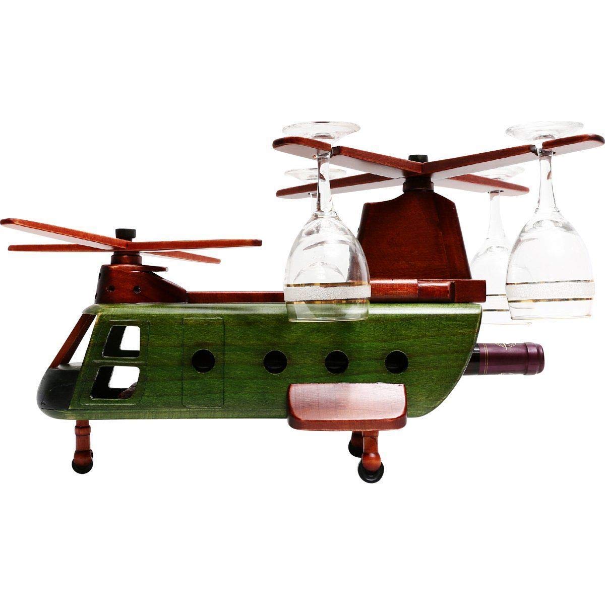 Chinook Helicopter Wine Glass and Bottle Holder - Military Themed Gift for Aviation Enthusiasts - Perfect for Home Bar, Man Cave, and Military Memorabilia Collectors