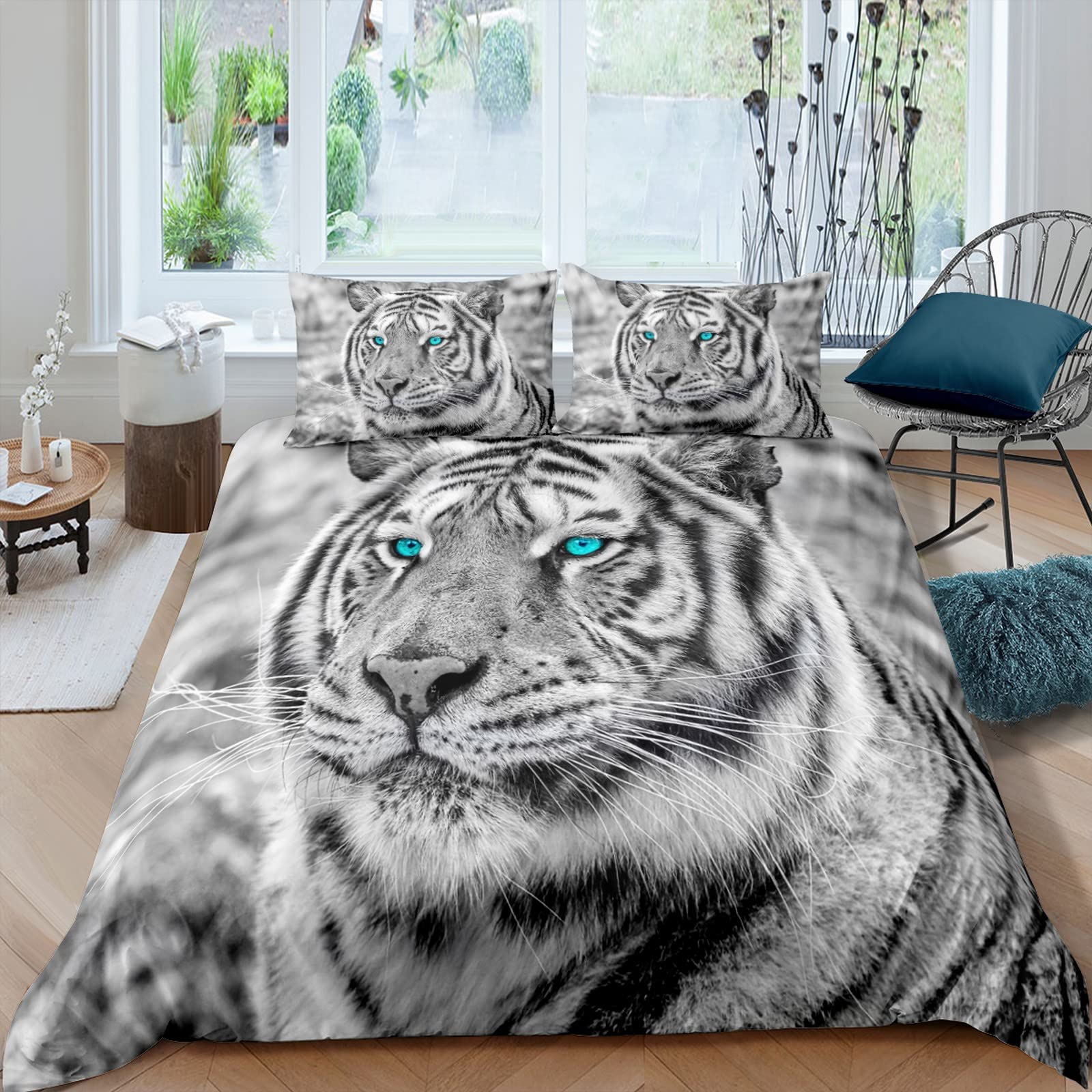 3D Animal Tiger Printed Duvet Cover Set with 2 Pillow Shams - Twin 68