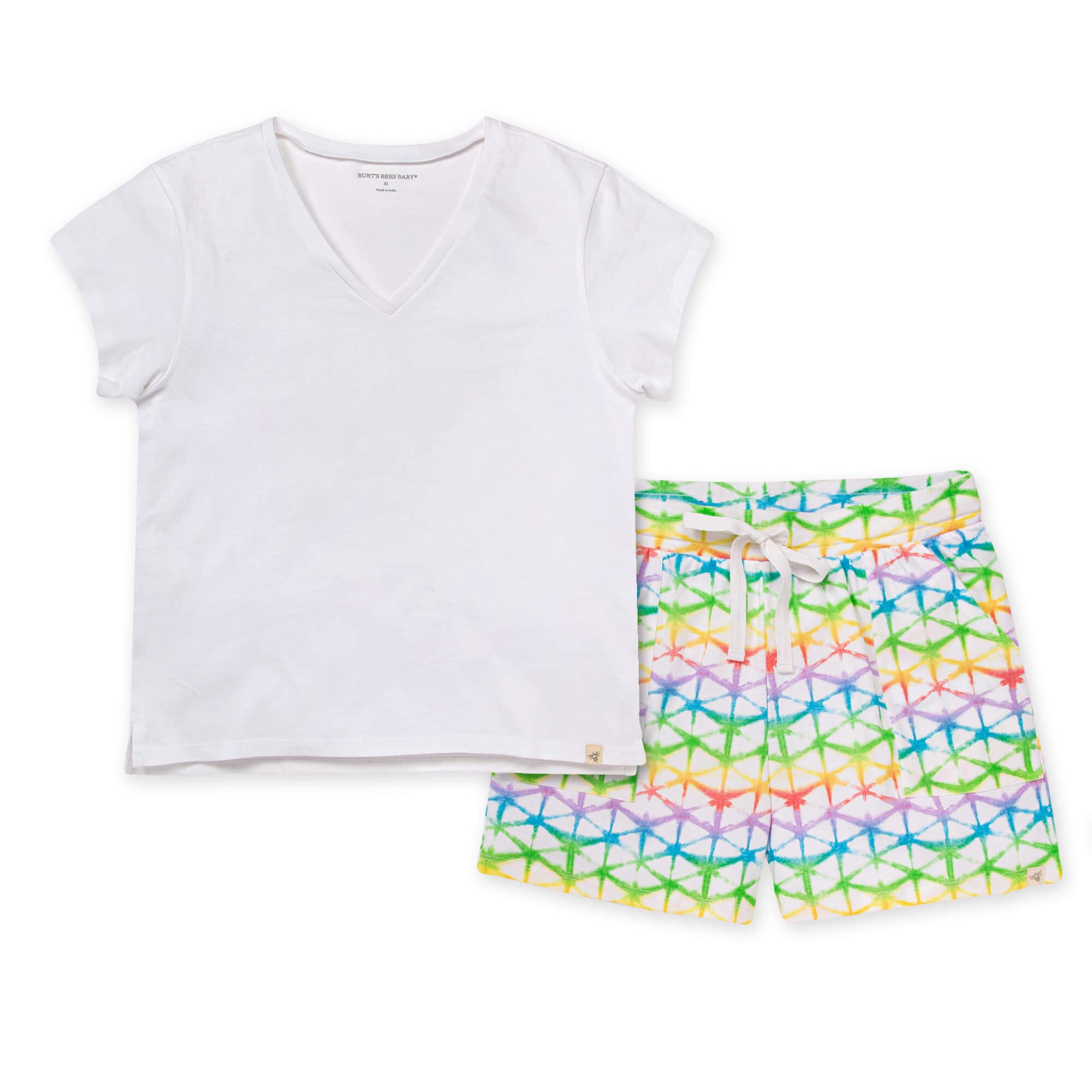 Burt's Bees Baby Organic Cotton Pajama Set for Girls & Women - Family Matching Holiday Pjs, Rainbow Print, Size Large - Cozy Sleepwear for Christmas, Family Photos & Relaxing Nights