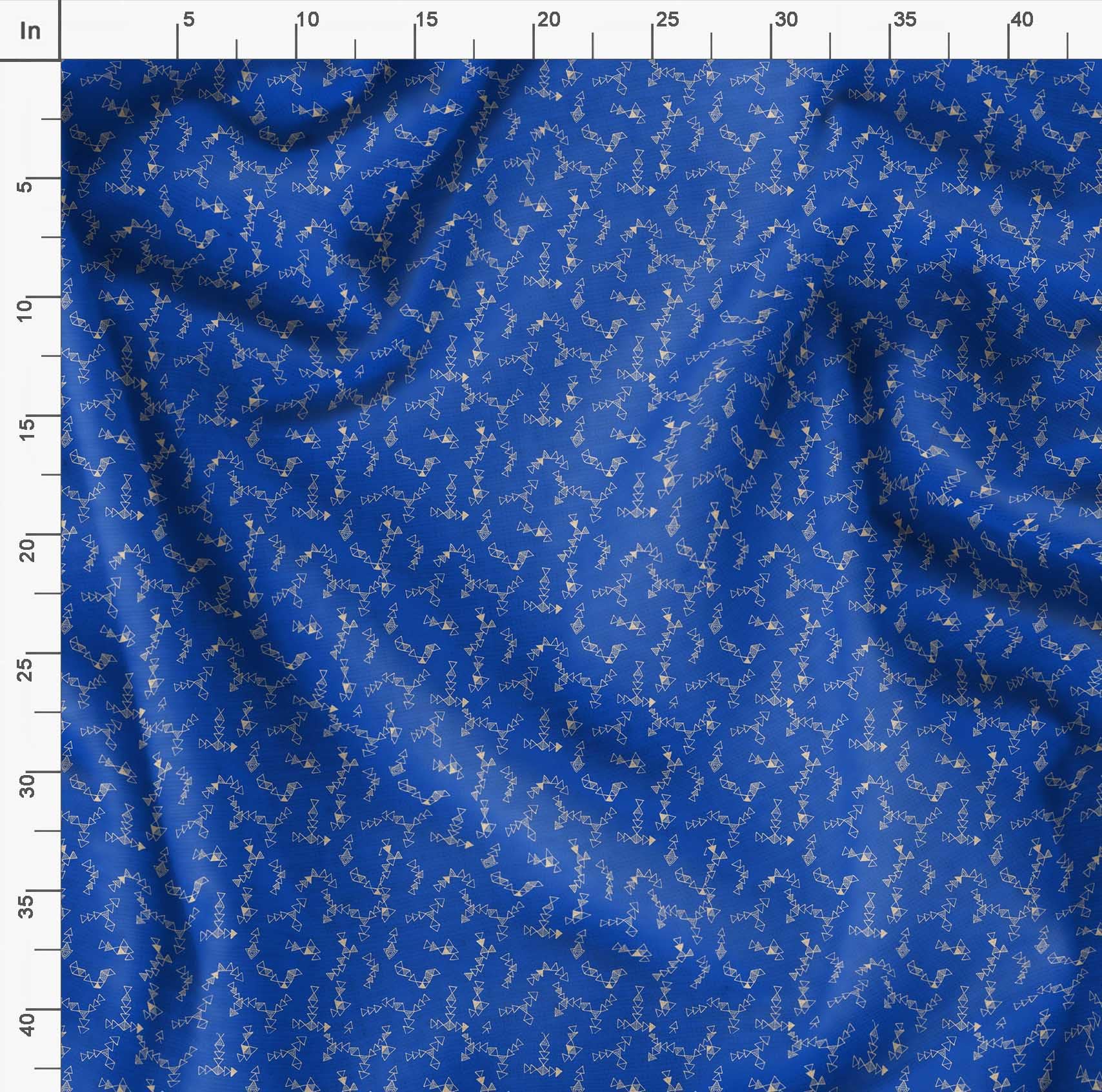 Soimoi Moss Georgette Blue Fabric by The Yard - 42 Inch Wide Geometric Printed Fabric for DIY Crafts, Dresses & Home Decor - Modern Triangle Art Design Material for Sewing Projects
