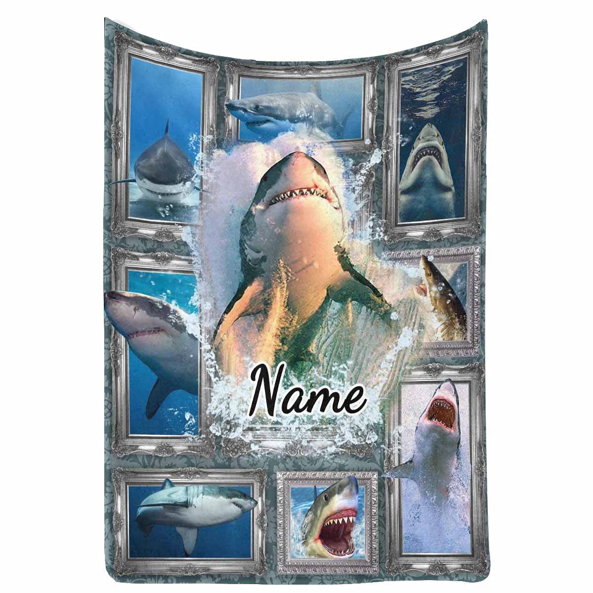 MyPupSocks Personalized Shark Fleece Blanket - Custom Name Marine Animal Throw Blanket 40x50 Inches, Queen Size for Couch, Sofa, Bed & Office - Perfect for Gifts, Home Decor & Cozy Nights