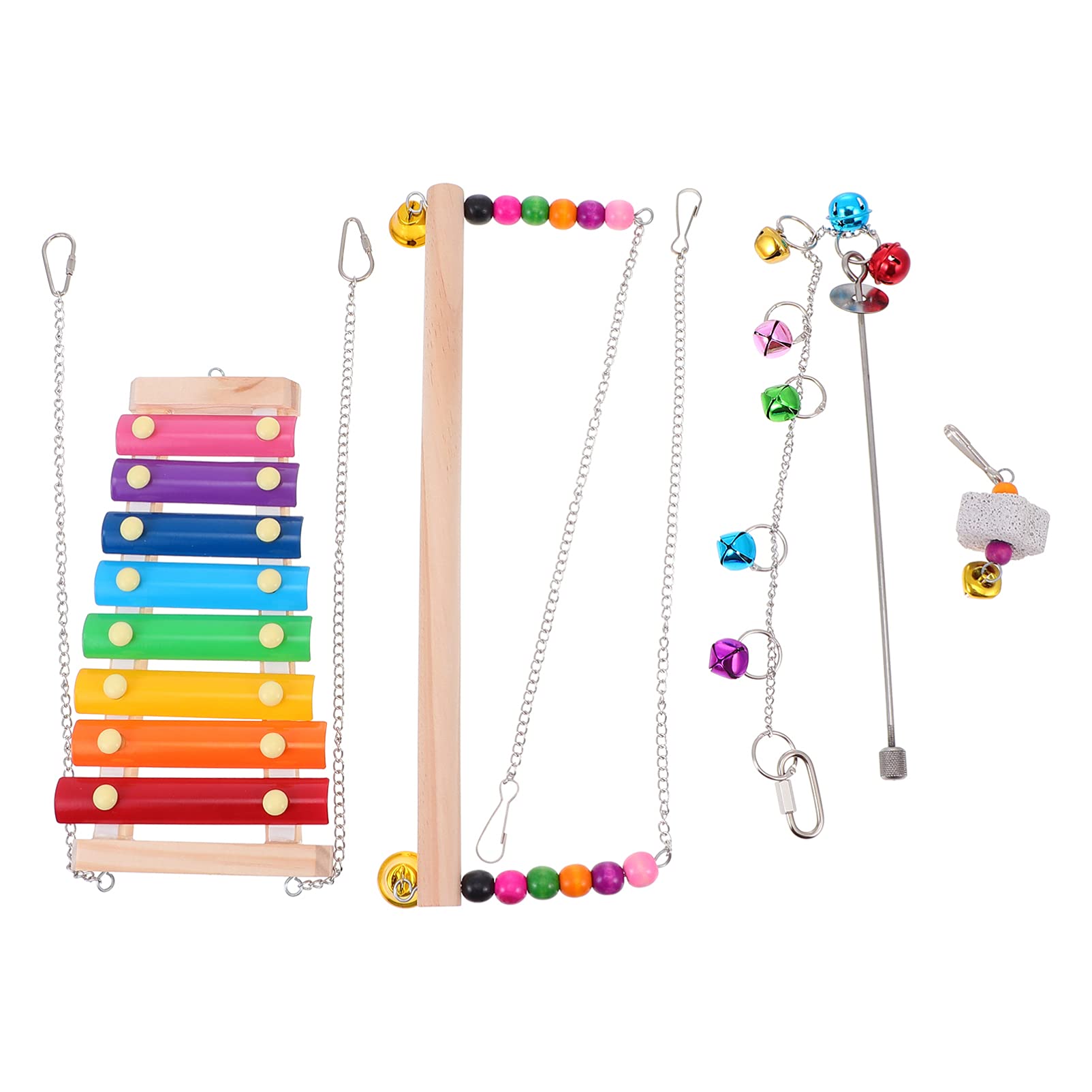 Balacoo 3-Piece Stainless Steel Bird Swing Toy Set - Chicken Swing, Parrot Chewing Toy & Pecking Stand for Cage - Durable Pet Toys for Parrots, Chickens & Poultry - Perfect for Play, Exercise & Mental Stimulation