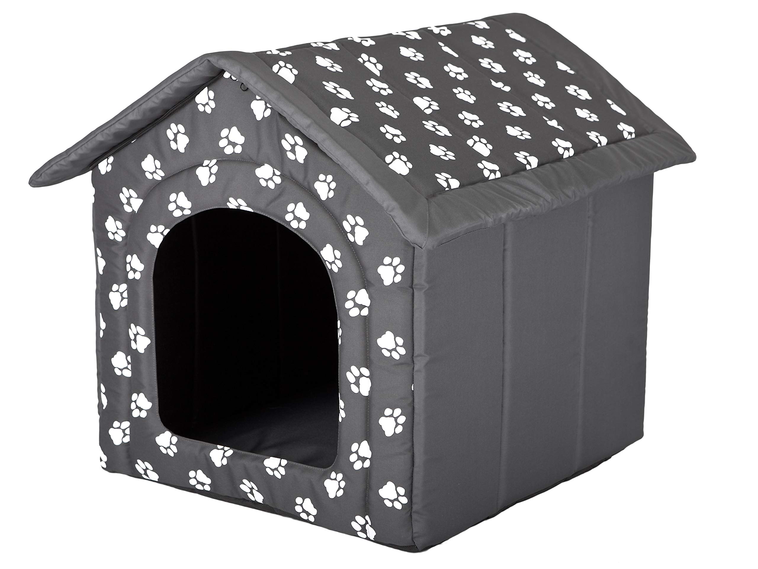 Waterproof Dog House with Paws Design - Grey Outdoor Pet Shelter (60x55x60cm) for Small to Medium Dogs - Perfect for Backyard, Patio & Camping Use