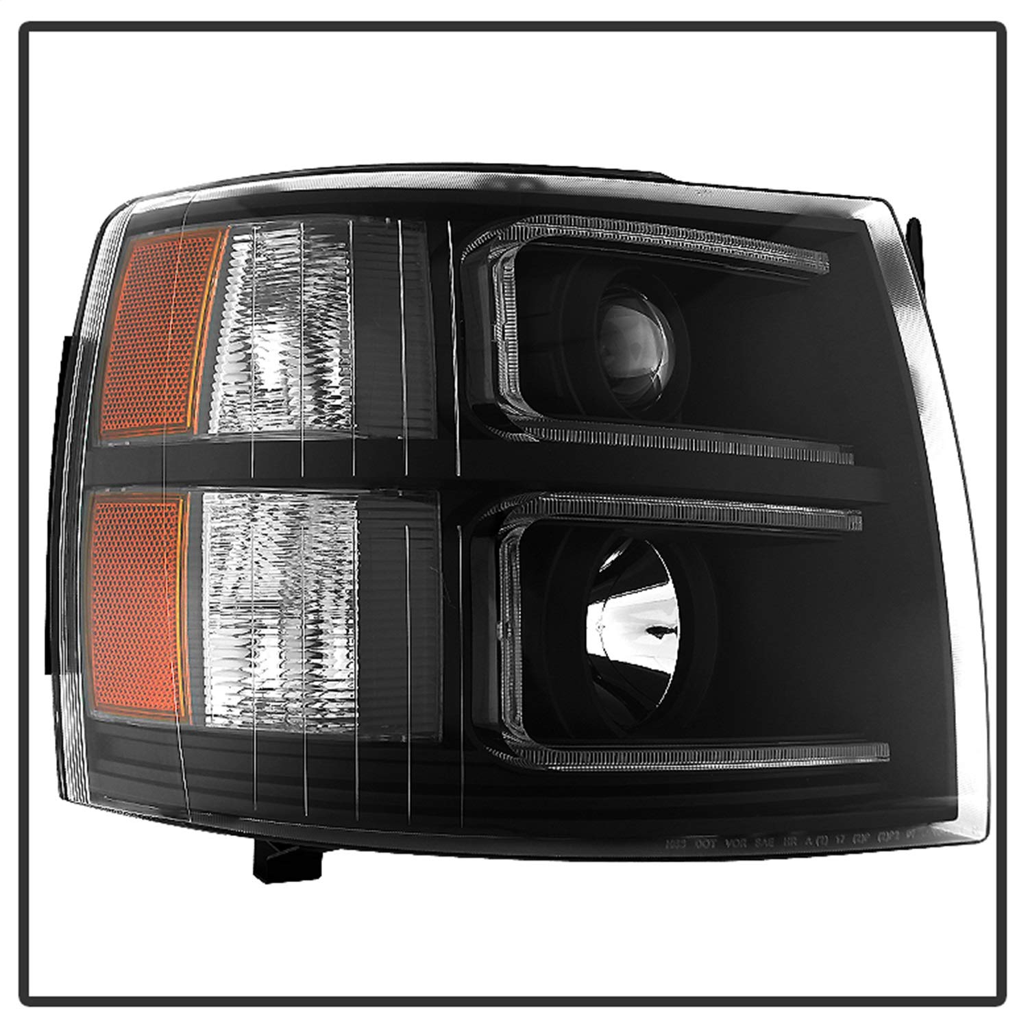 Xtune PRO-JH-CS07-LED-BK Halo Projector Headlights for Chevy Silverado - Black LED Headlight Assembly with Angel Eyes - Upgrade Your Truck Lighting for Night Driving & Off-Road Adventures
