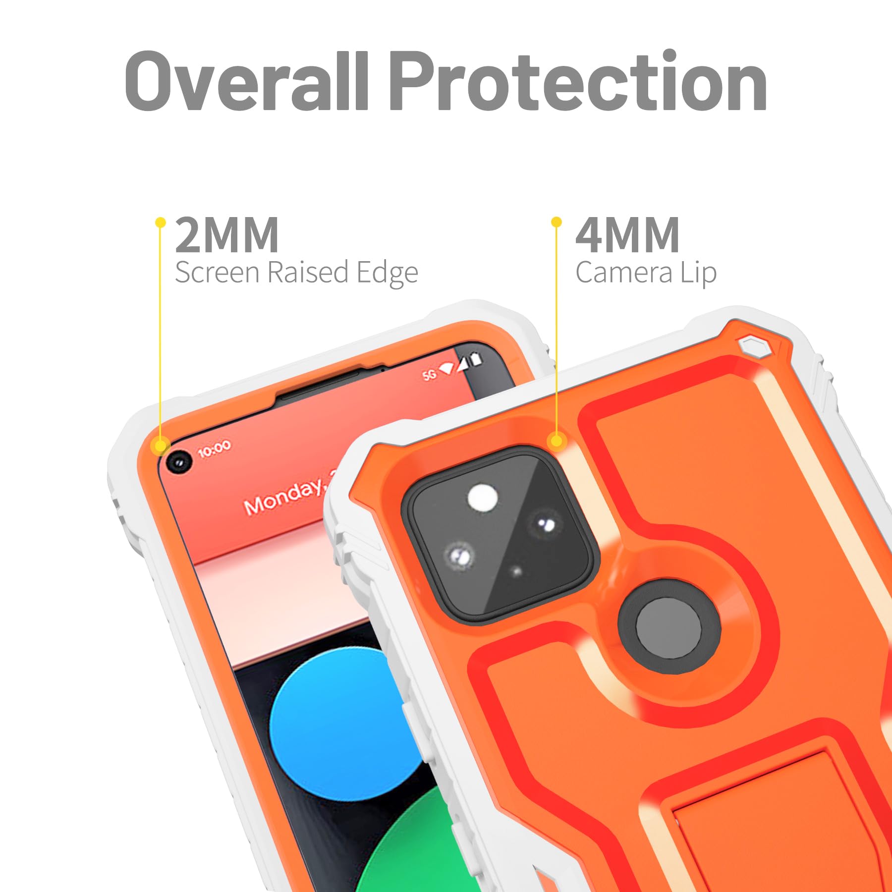FITO Google Pixel 5A Case - Shockproof Dual Layer with Kickstand & Screen Protector for Outdoor Protection