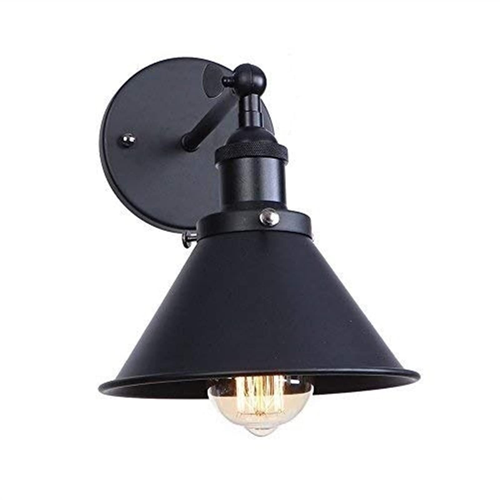 Vintage Industrial Wall Sconce - Black Frosted Swing Arm Lamp with E27 Edison Bulb, Rustic Loft Lighting for Living Room, Bedroom, or Office Decor | Modern Retro Wall Mount Fixture