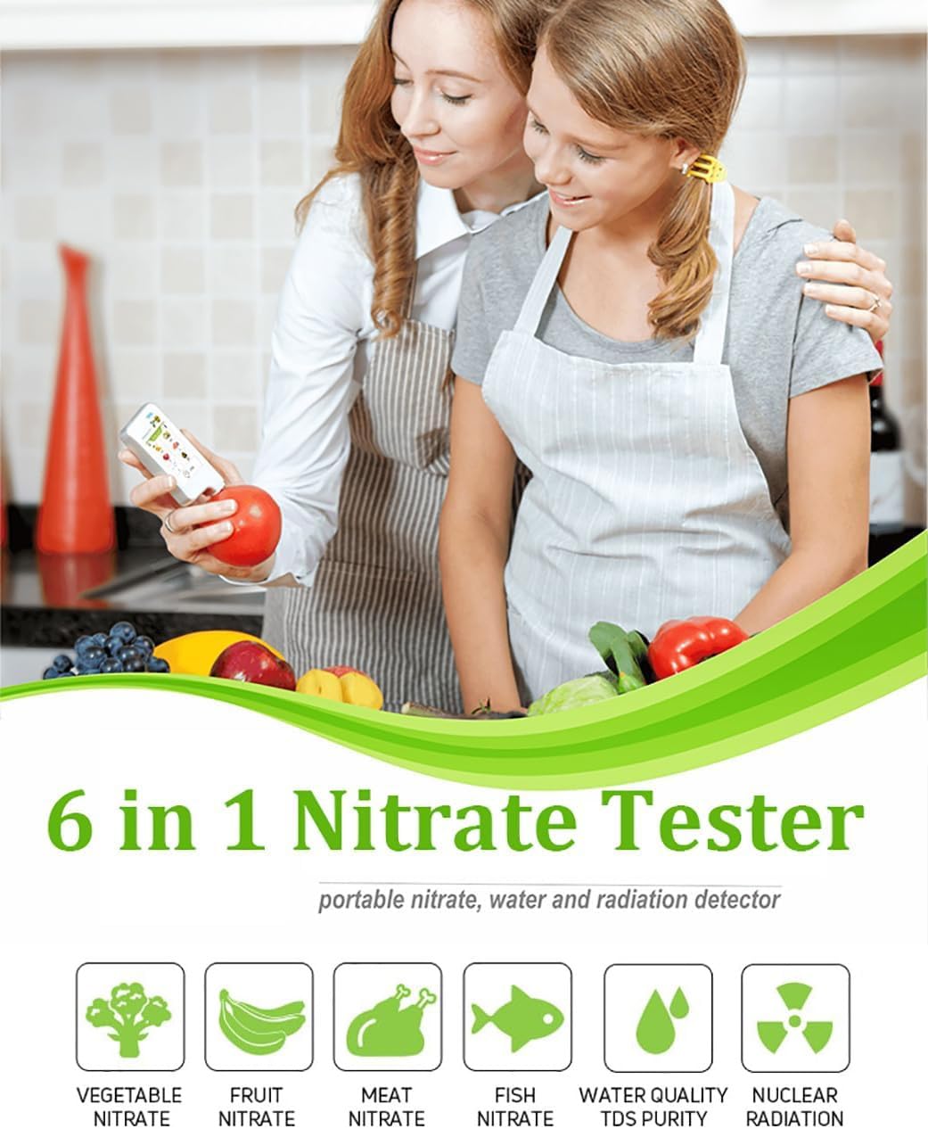 BFFDBFG 6-in-1 Food Safety Tester - Nitrate Detector, Pesticide Residue Analyzer, Water Quality Tester, Geiger Counter Radiation Detector | Perfect for Home, Kitchen, Travel & Environmental Monitoring