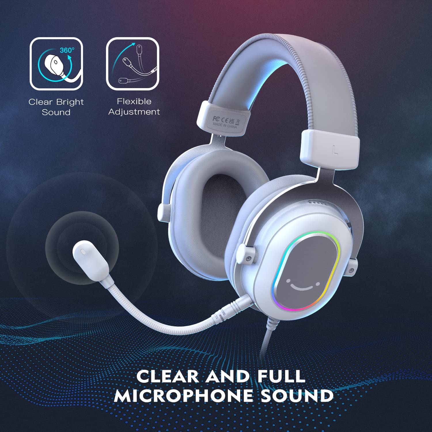 FIFINE RGB USB Microphone & Gaming Headset Bundle - Plug & Play PC Condenser Mic with Wired Headphones for PS4/PS5, Streaming, Recording, Discord, Twitch - Perfect for Gamers, Podcasters & Content Creators (A6TW+H6W)
