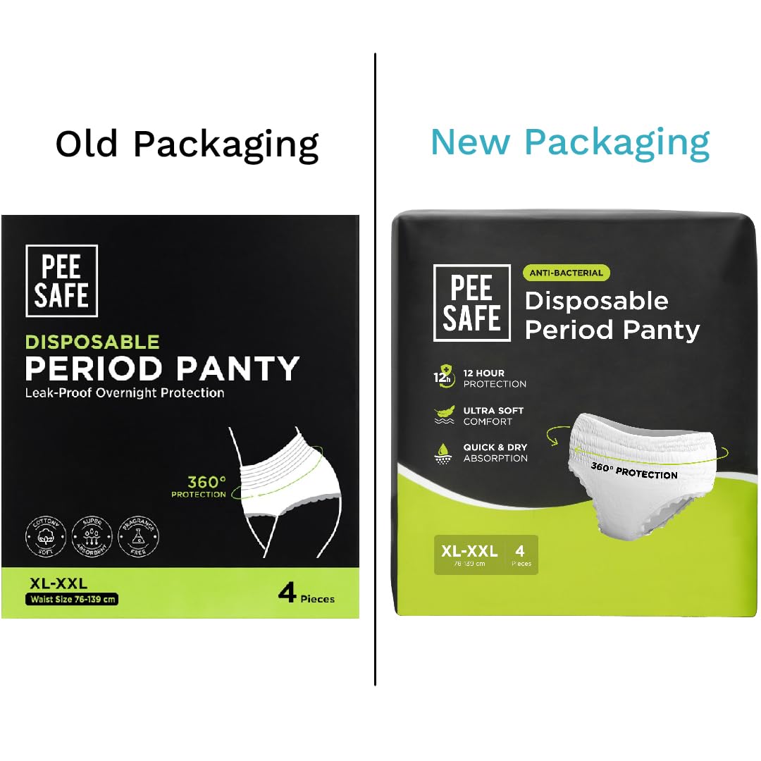 Pee Safe Disposable Period Panties for Women - Leak Proof, XL-XXL, Pack of 8 | 360° Protection, Overnight Comfort, Rash & Toxin Free | No Leakage, Seamless Fit | Perfect for Travel, Workouts & Overnight Use