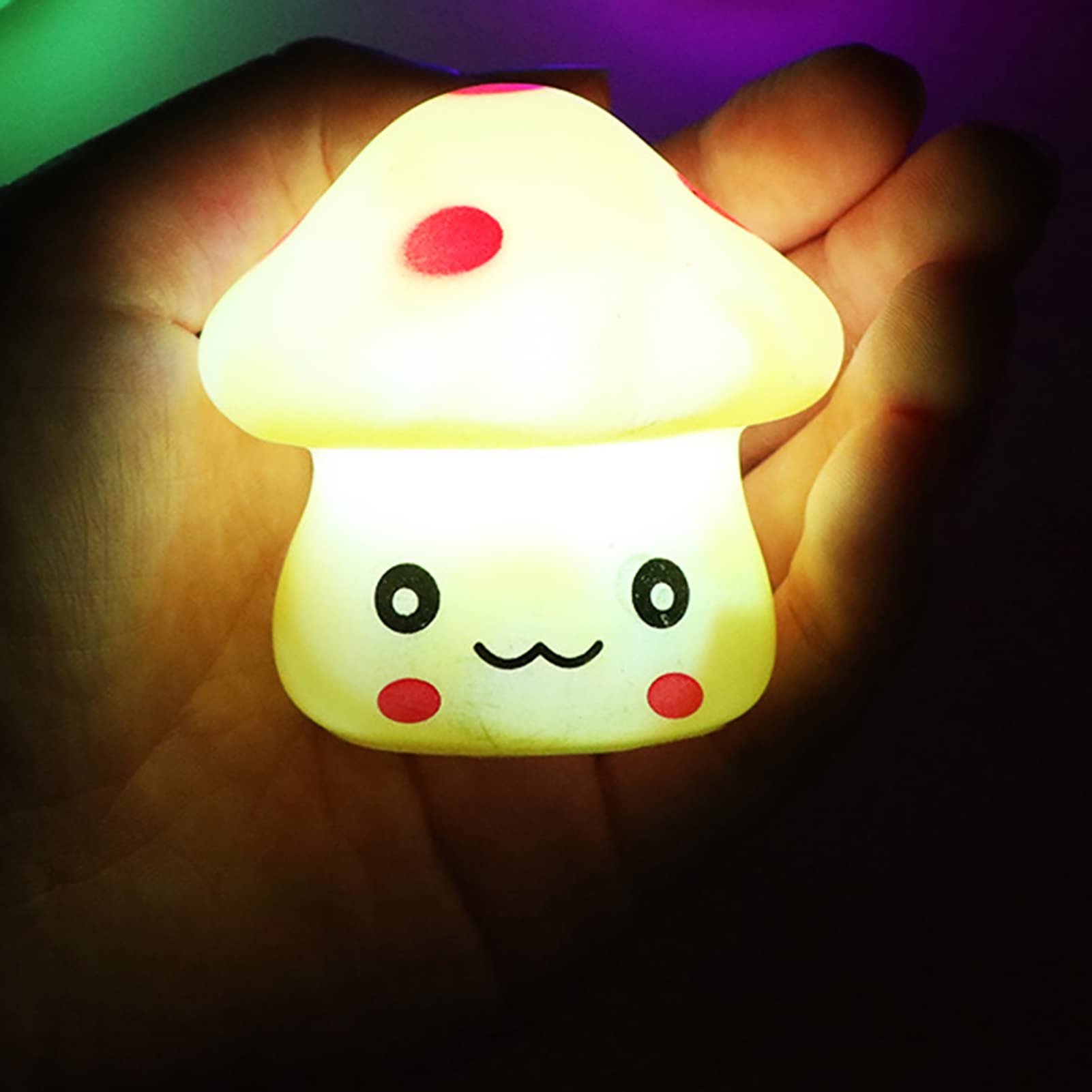 Adorable Mini LED Mushroom Night Light - Color Changing Fairy Lamp for Baby Nursery, Kids Bedroom, Desk & Garden Decor (Yellow) | Perfect for Bedtime Stories, Playtime & Outdoor Ambiance