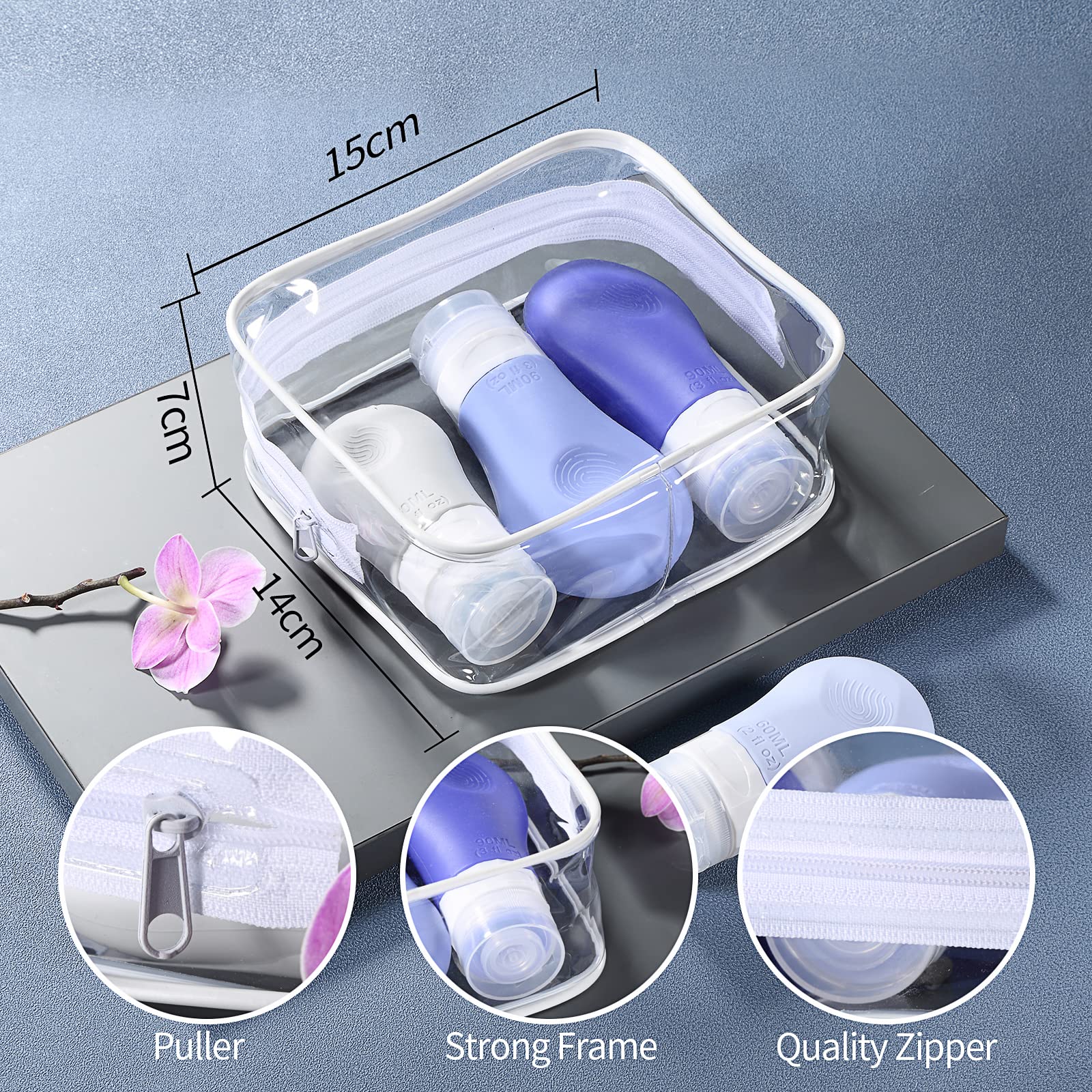 Gemice 16 Pack TSA Approved Silicone Travel Bottles Set - Leak Proof 2oz & 3oz Squeezable Containers for Shampoo, Conditioner, Lotion & Body Wash - Perfect for Air Travel, Gym, Camping & Vacation Toiletries