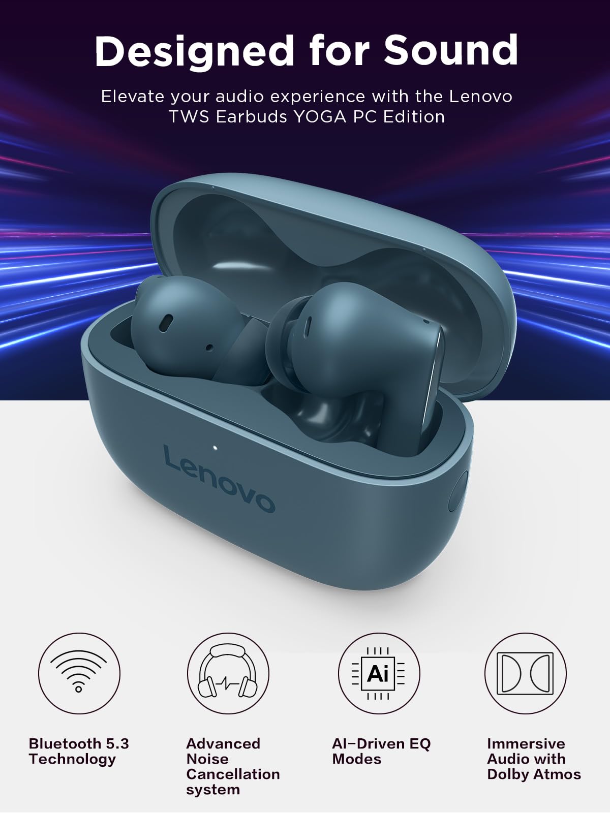 Lenovo TWS Earbuds with ANC, Bluetooth 5.3 - Perfect for Gaming & Calls