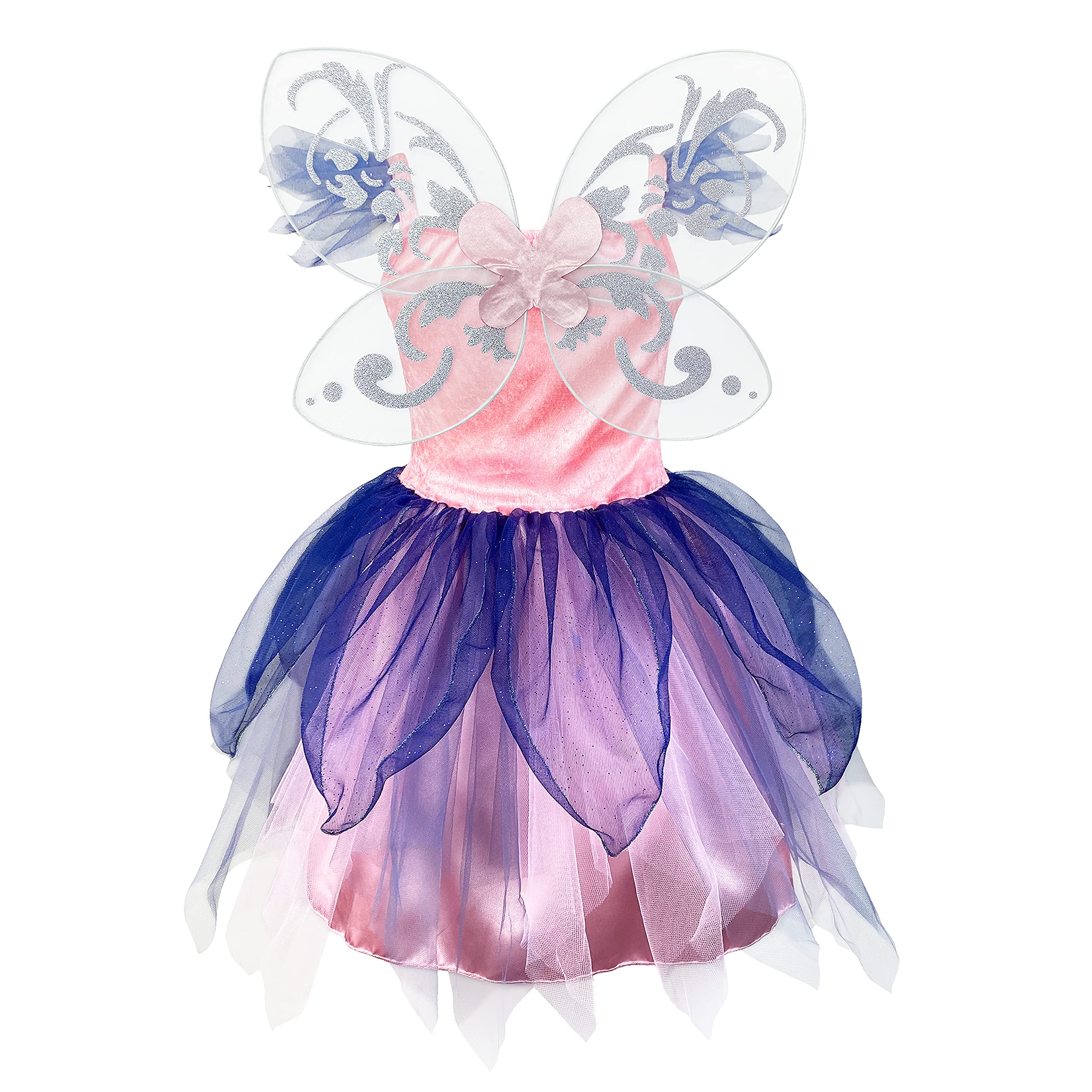 Fairy Costume Dress for Girls - Green Princess Tutu Dress with Headband & Wings | Flower Girl Dress for Birthday Party, Halloween, Cosplay & Dress Up