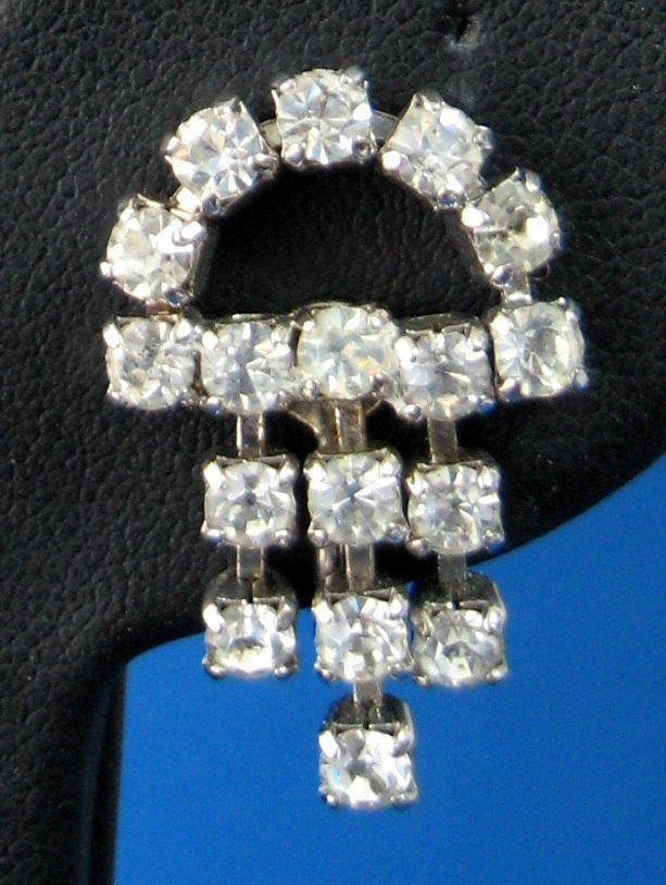 Vintage 1950s Rhinestone Dangle Earrings with Screw Backs - Elegant Tea Party & Evening Glamour Jewelry for Women
