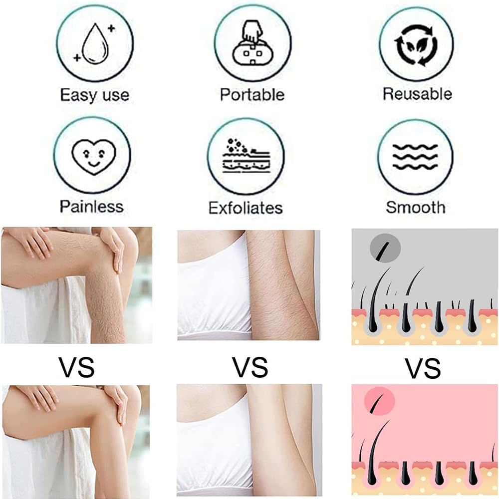 Fapiwen Crystal Hair Remover for Women & Men - Painless Hair Removal Device for Arms, Legs & Back | Magic Exfoliating Epilator Tool | Perfect for Smooth Skin at Home, Travel & Salon Use (Pink)
