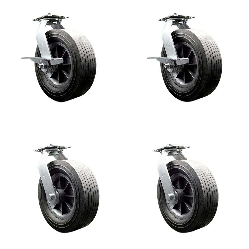 Greenlee CST10 MA6065 GMX Material Cart Caster Set - 4-Piece Swivel Casters with Brakes & Bolt-On Locks - Heavy Duty Service Cart Wheels for Workshop, Garage & Industrial Use
