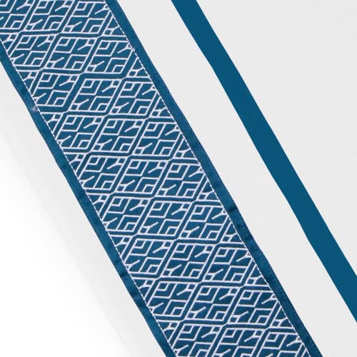 15 - Teal Embroidered White Sheet