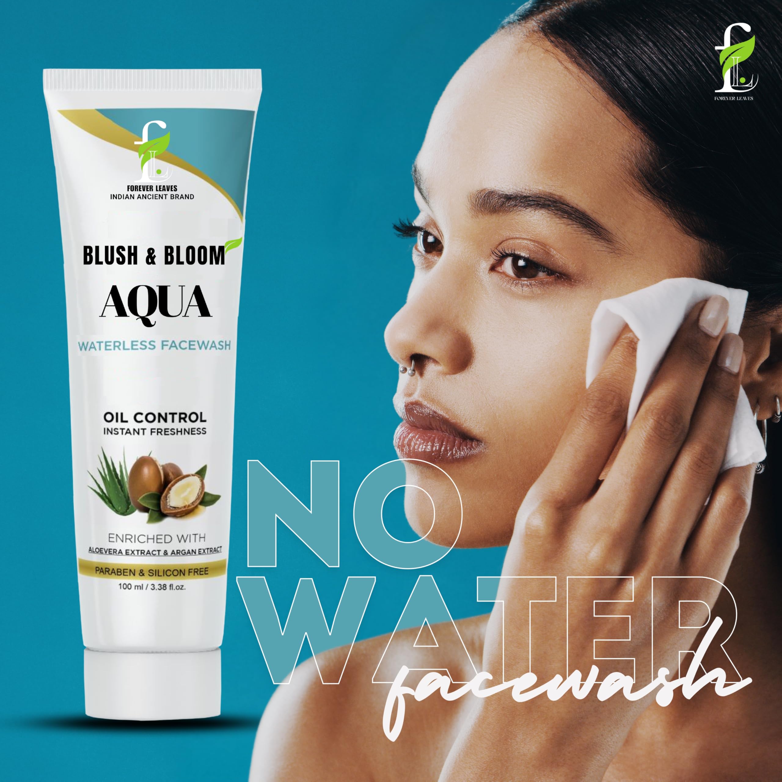 Oil Control Face Wash for Oily & Acne-Prone Skin - Waterless Cleanser with Mattifying Formula, Instant Cleanse & Oil Removal - Travel-Friendly No-Rinse Facial Wash (100ml) - Perfect for Gym, Travel & On-the-Go Skincare