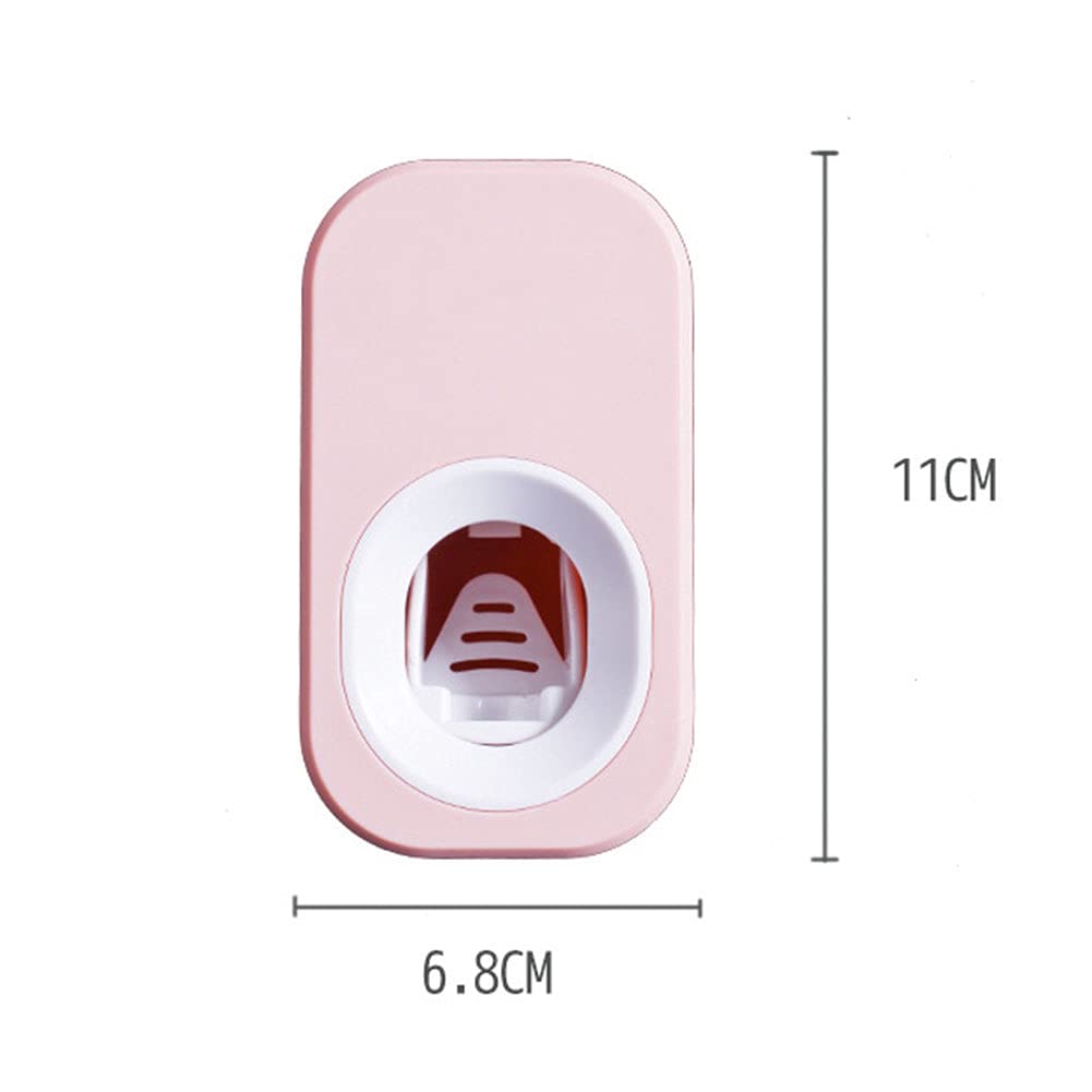 Wall Mounted Toothpaste Dispenser & Toothbrush Holder Set - Space Saving Bathroom Organizer with No Mess Squeeze Design, Pink (Perfect for Small Bathrooms, RVs, Dorm Rooms & Travel)