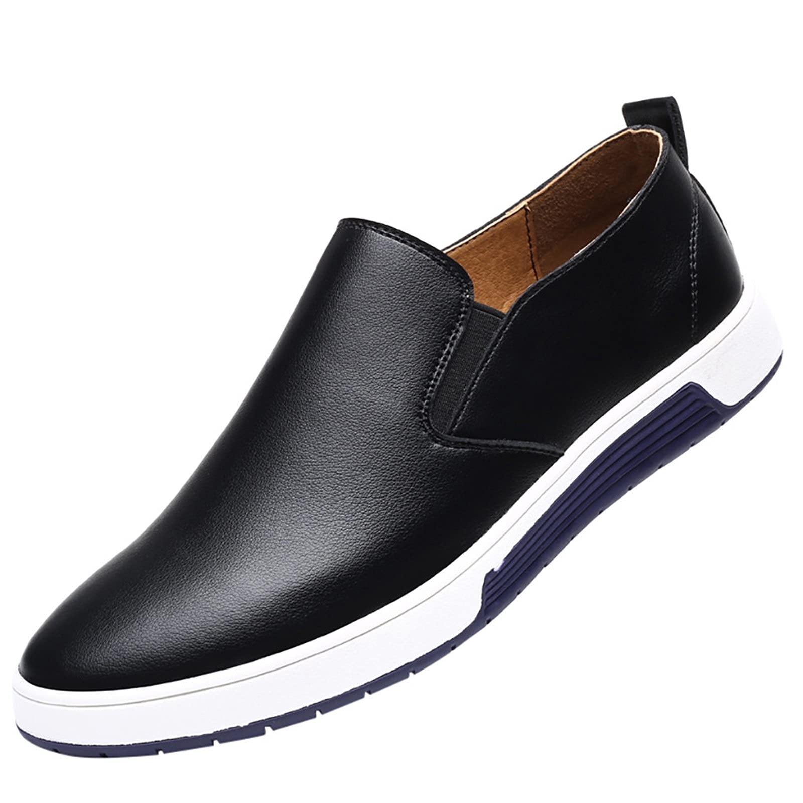 Men's Casual Leather Slip-On Shoes Size 9 - Breathable Business Dress Shoes for Men | Comfortable Office Wear & Daily Leisure Shoes