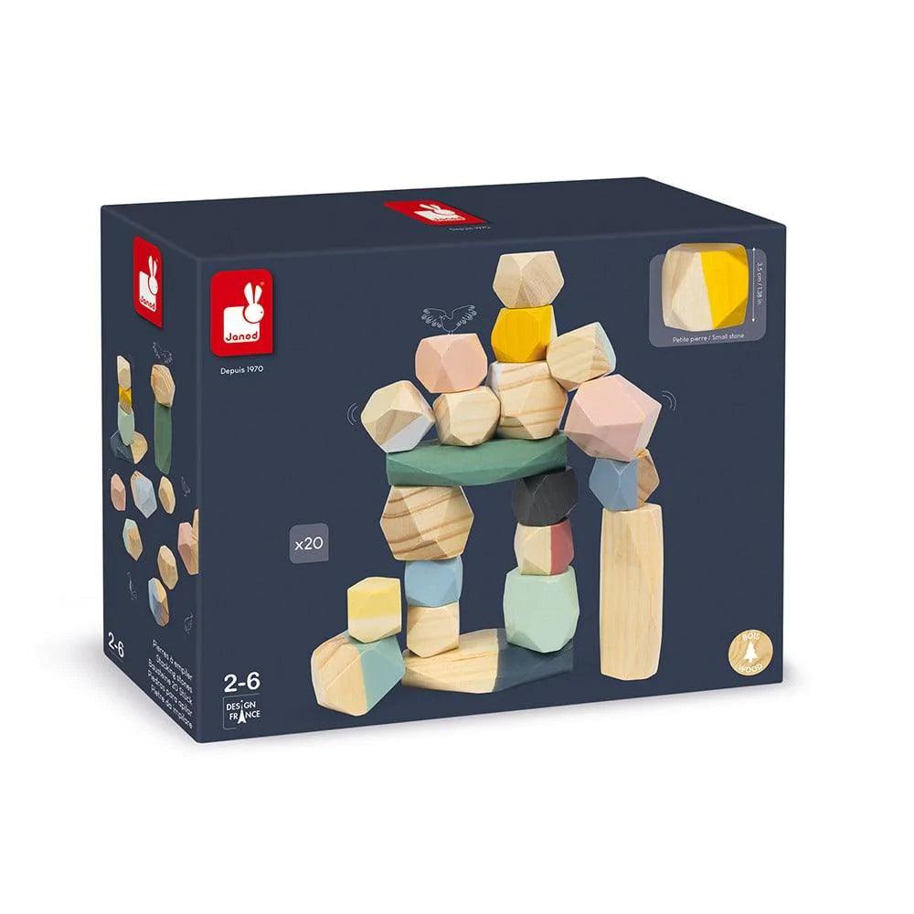 Janod Sweet Cocoon Stacking Stones - Wooden Balancing Game for Kids, Montessori Educational Toys for Toddlers - Perfect for Indoor Play, Birthday Gifts & Preschool Learning Activities