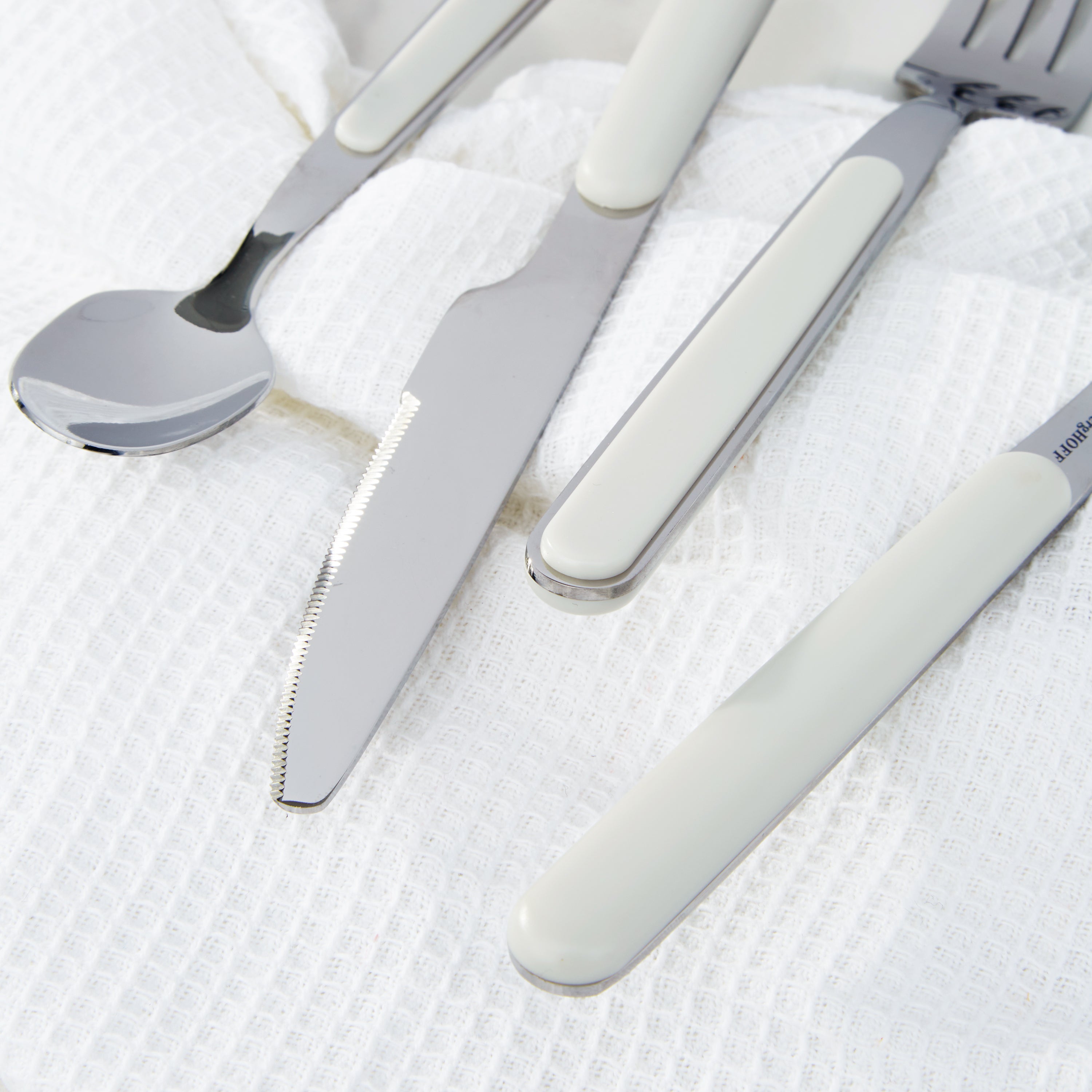 BergHOFF Leo Balance 24-Piece Stainless Steel Flatware Set in Moonbeam Finish - Elegant Dinnerware for Formal Dining, Parties & Everyday Use