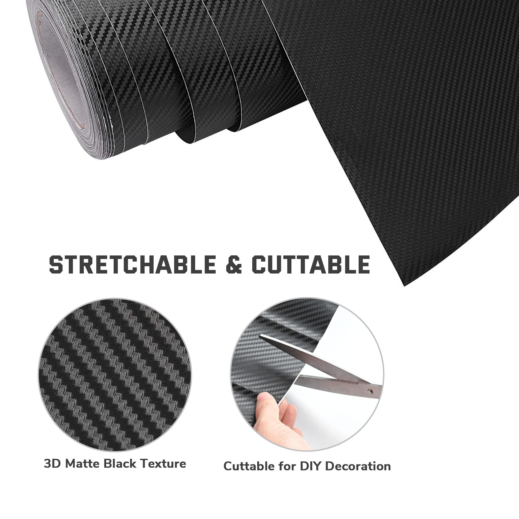 5x100 FT 3D Carbon Fiber Vinyl Wrap Film Roll with Air Release Technology | UV Resistant Car Wrap | DIY Vehicle, Laptop, Phone, Furniture Decoration | Perfect for Automotive Customization, Home & Office Upgrade