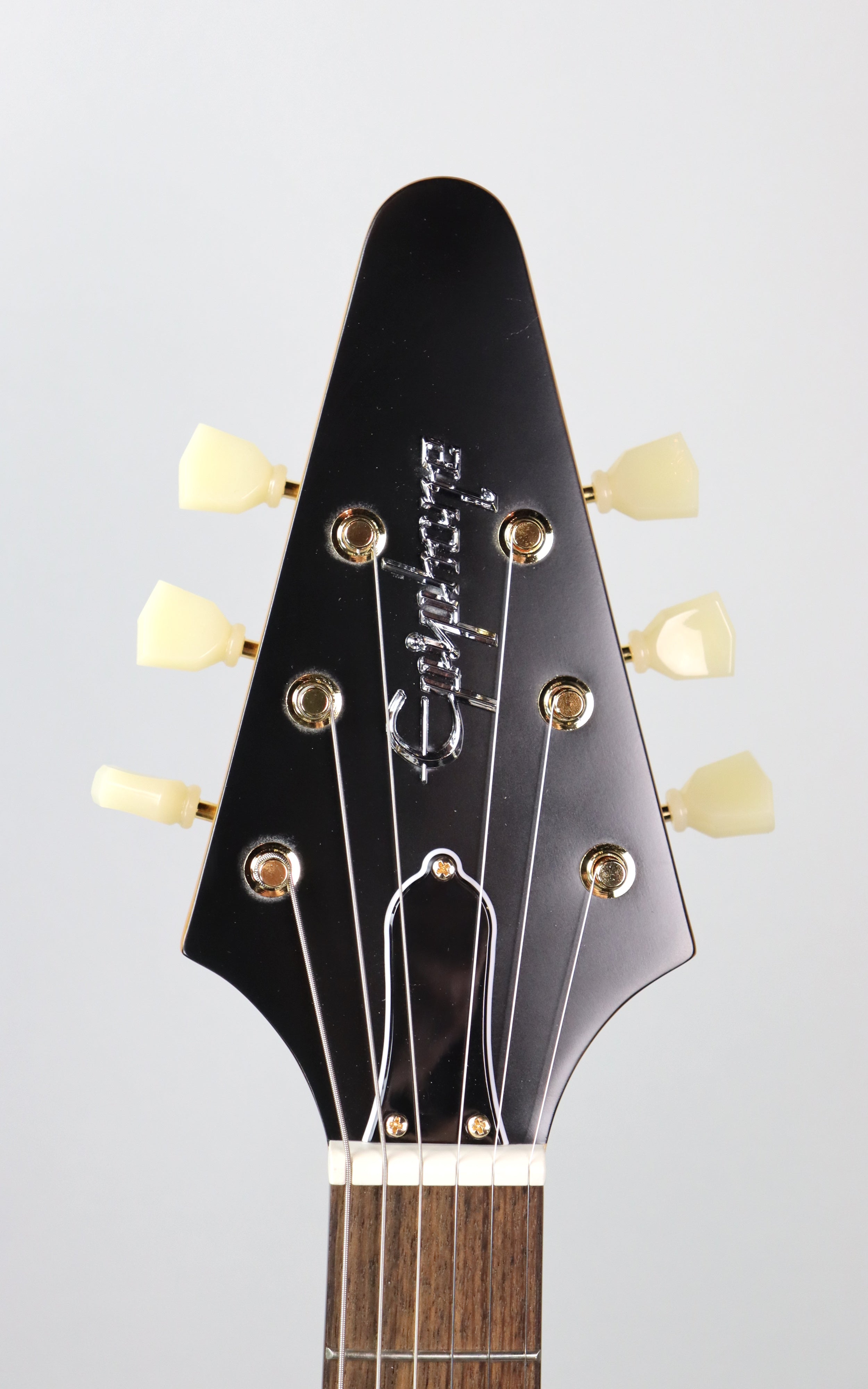 Epiphone 1958 Korina Flying V Electric Guitar - White Pickguard, Aged Natural Finish | Vintage-Inspired Design for Rock & Blues Musicians