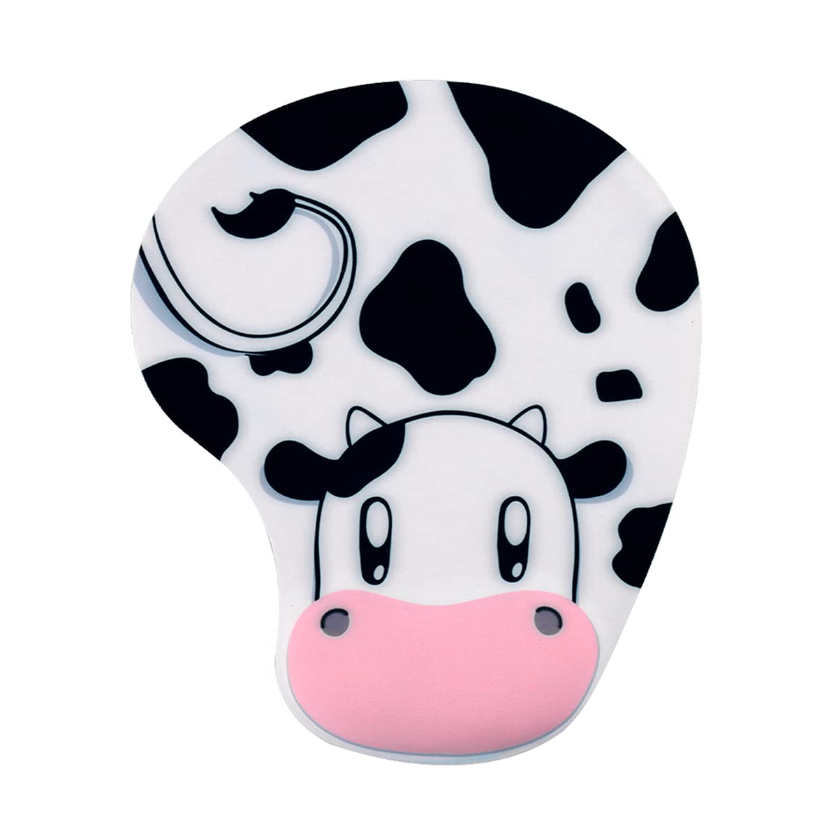 Cute 3D Cow Print Mouse Pad with Wrist Support - Soft Silicone, Waterproof Leather Desk Mat for Office & Home Use - Ergonomic Computer Accessory for Comfortable Typing and Gaming