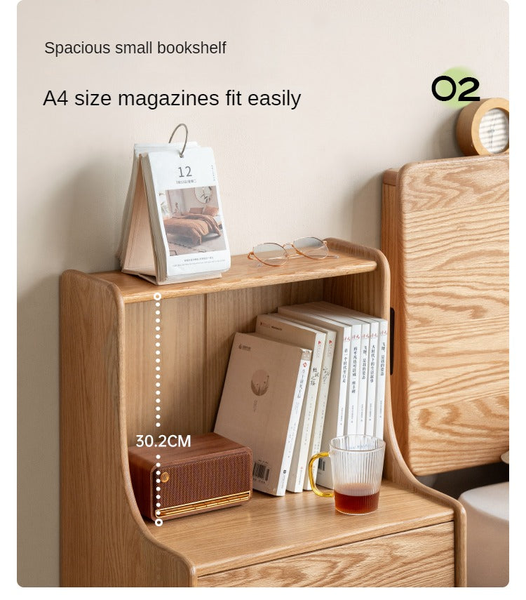 Solid Oak Wood Nightstand - Modern Bedside Table with Drawer for Bedroom, Living Room, or Guest Room - Durable & Stylish Furniture for Home Decor
