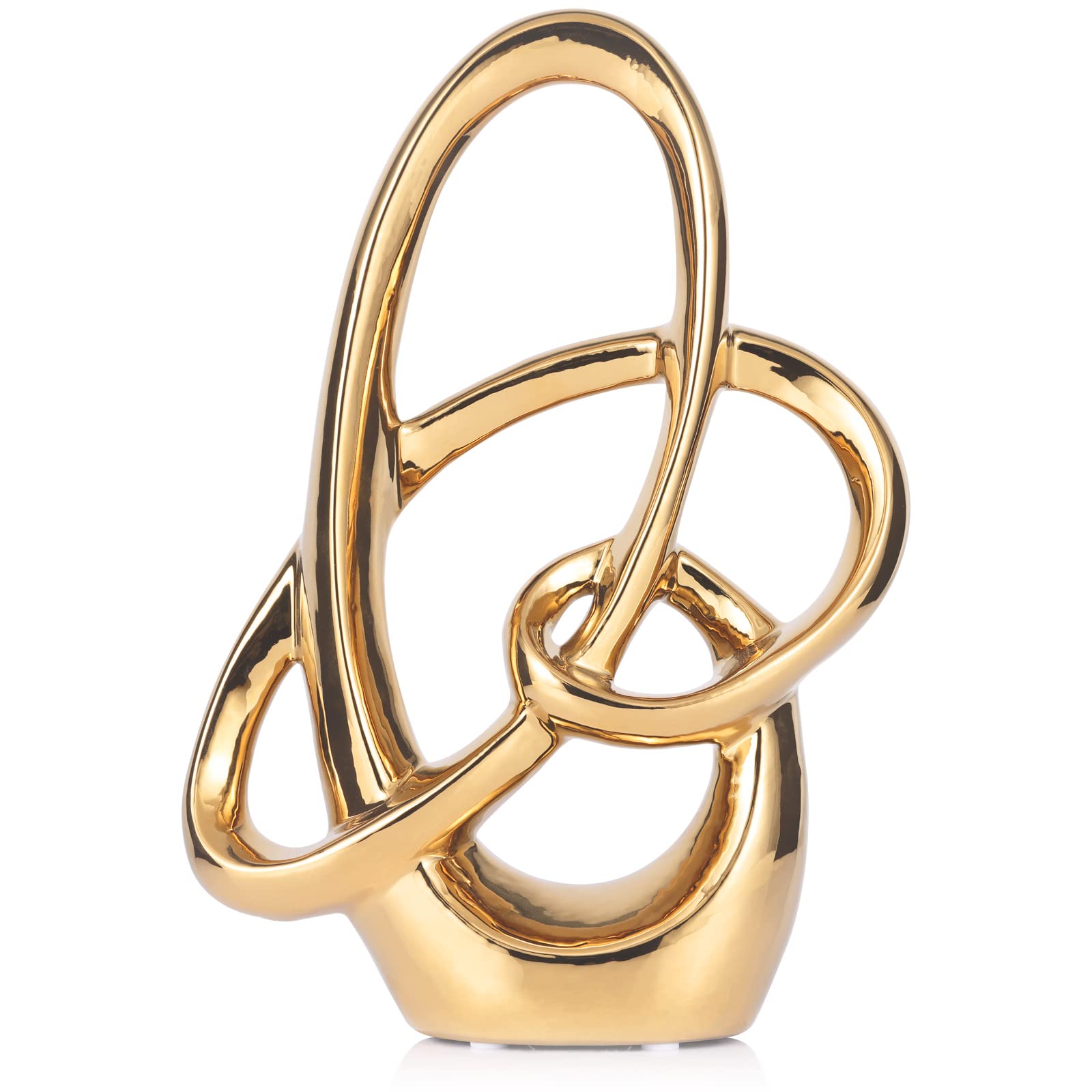 XIYOUQI 11 Inch Gold Ceramic Abstract Sculpture - Modern Home Decor Statue for Dining Table Centerpiece, Living Room, Office & Kitchen Shelf Decoration | Perfect for Boho Chic Interior & Wedding Table Decor
