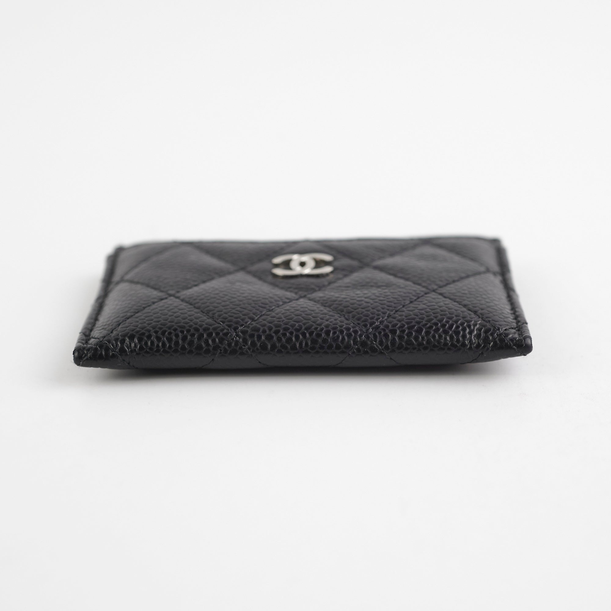 Chanel Black Caviar Leather Card Holder - Luxury Compact Wallet for Credit Cards & ID - Perfect for Everyday Use, Travel & Gifting