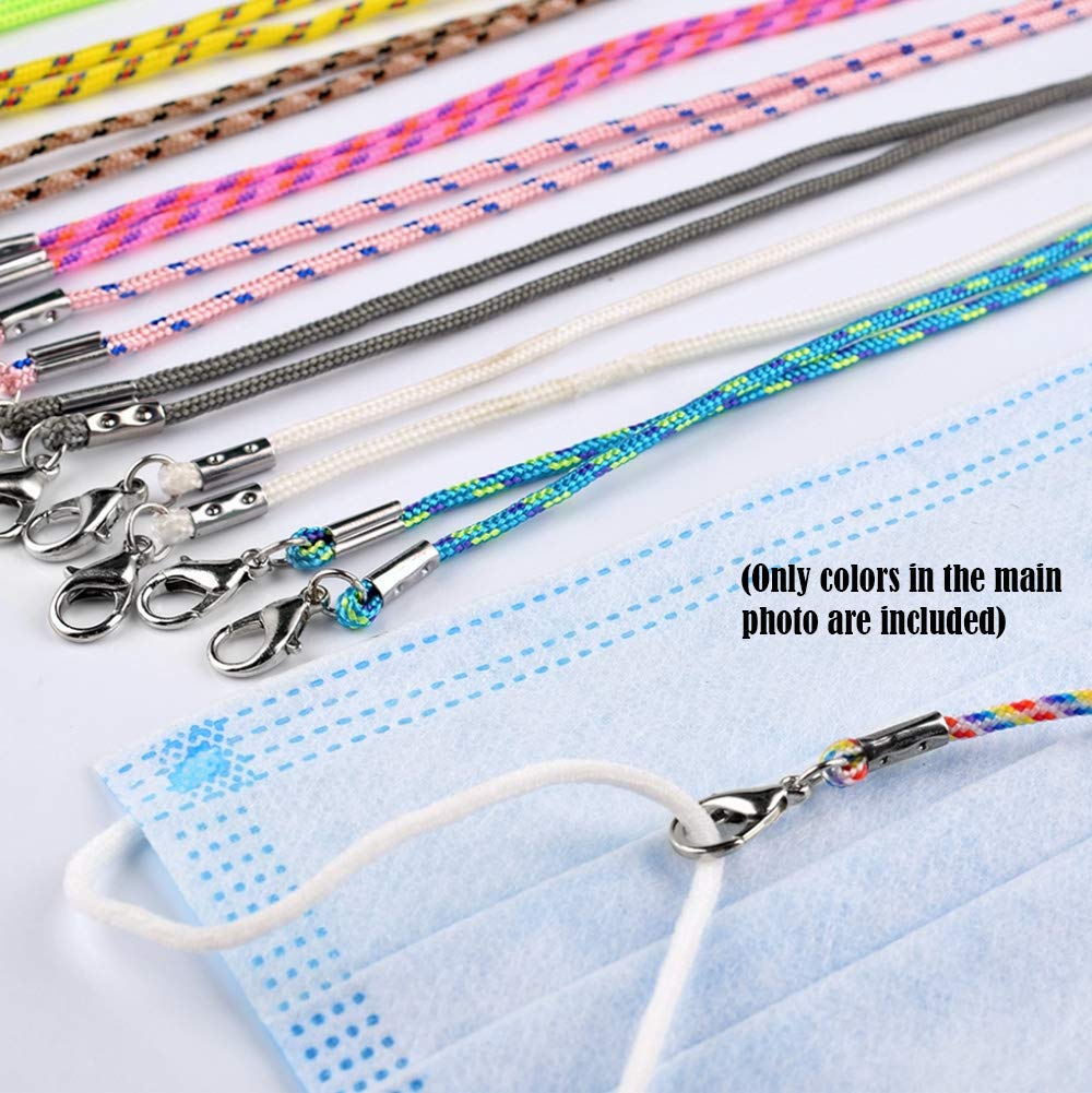 8PC Adjustable Face Mask Lanyards for Kids & Adults - Neck Strap for Comfort - Black