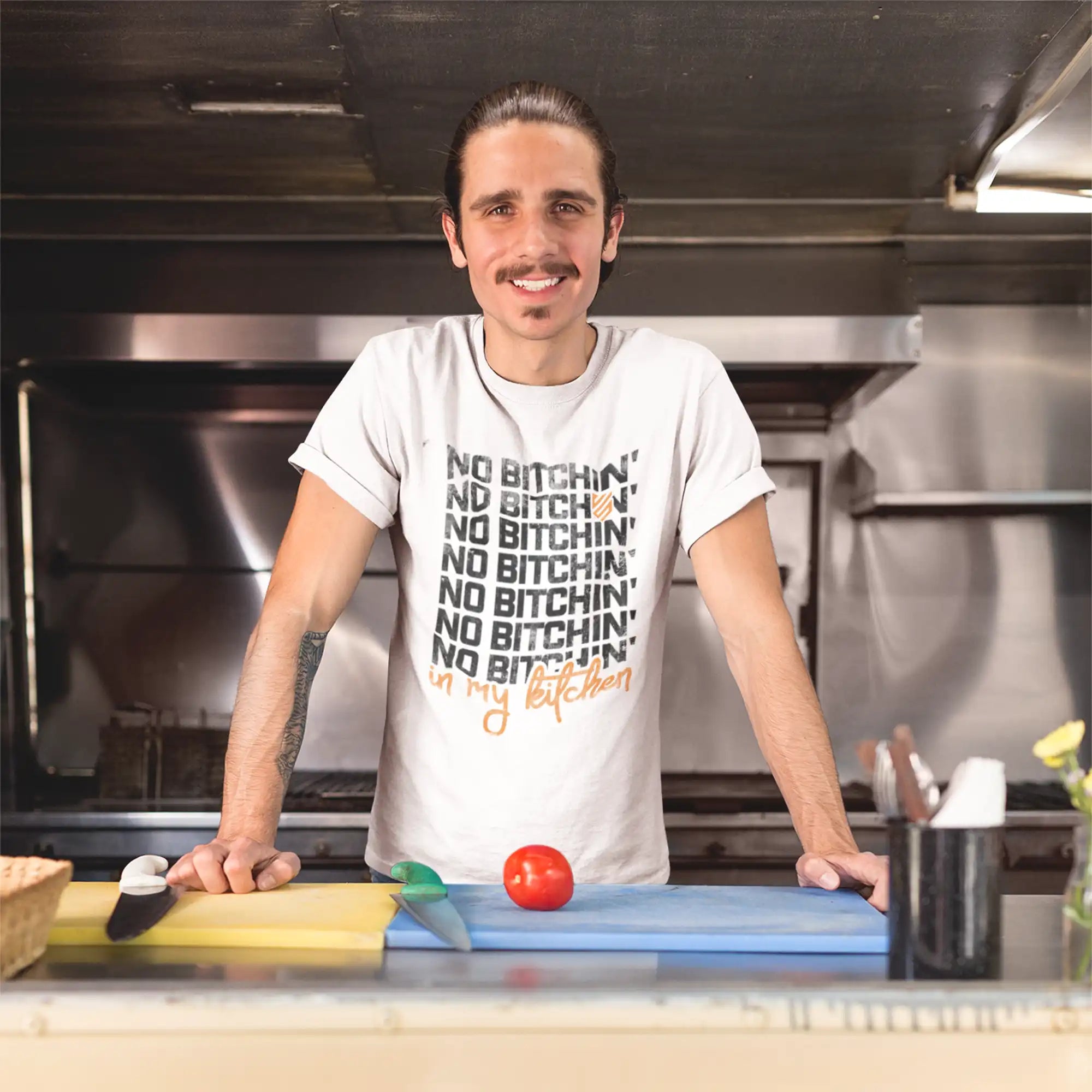 No Bitchin' in My Kitchen Funny Cooking T-Shirt - Sarcastic Chef Apparel for Cooking Enthusiasts & Home Cooks - Perfect for Kitchens, BBQ Parties & Culinary Gifts