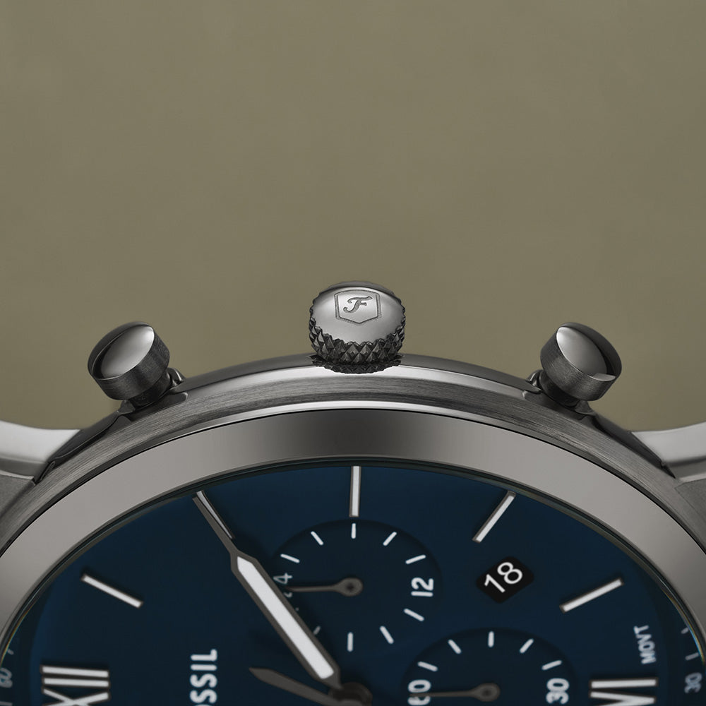 Fossil Neutra FS6111 Chronograph Watch for Men - Stainless Steel Mesh Band, Water Resistant, Date Display - Perfect for Business, Casual & Everyday Wear